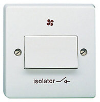 Crabtree White 6A Raised Fan isolator Switch