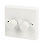 Crabtree White Raised rounded profile Double 2 way Dimmer switch