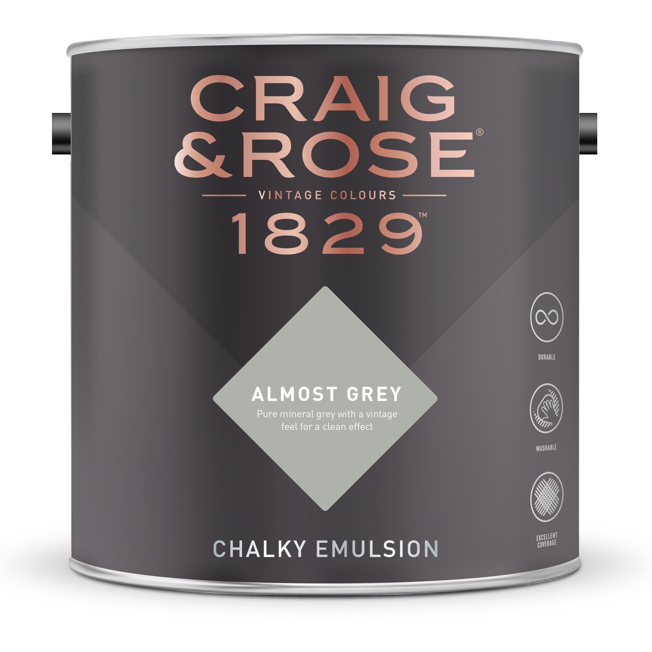 Craig & Rose 1829 Almost Grey Chalky Emulsion paint, 2.5L
