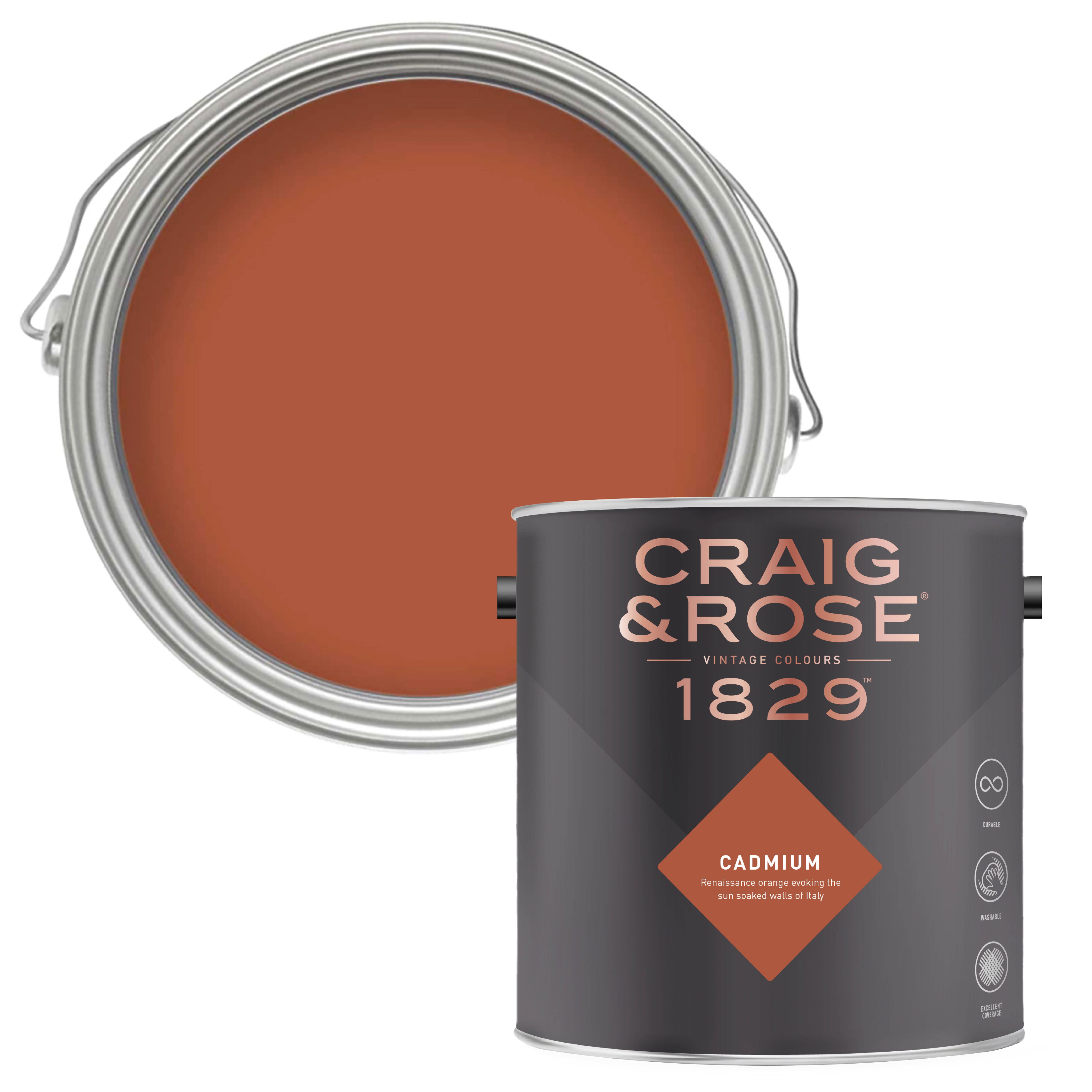 Craig & Rose 1829 Cadmium Chalky Emulsion paint, 2.5L