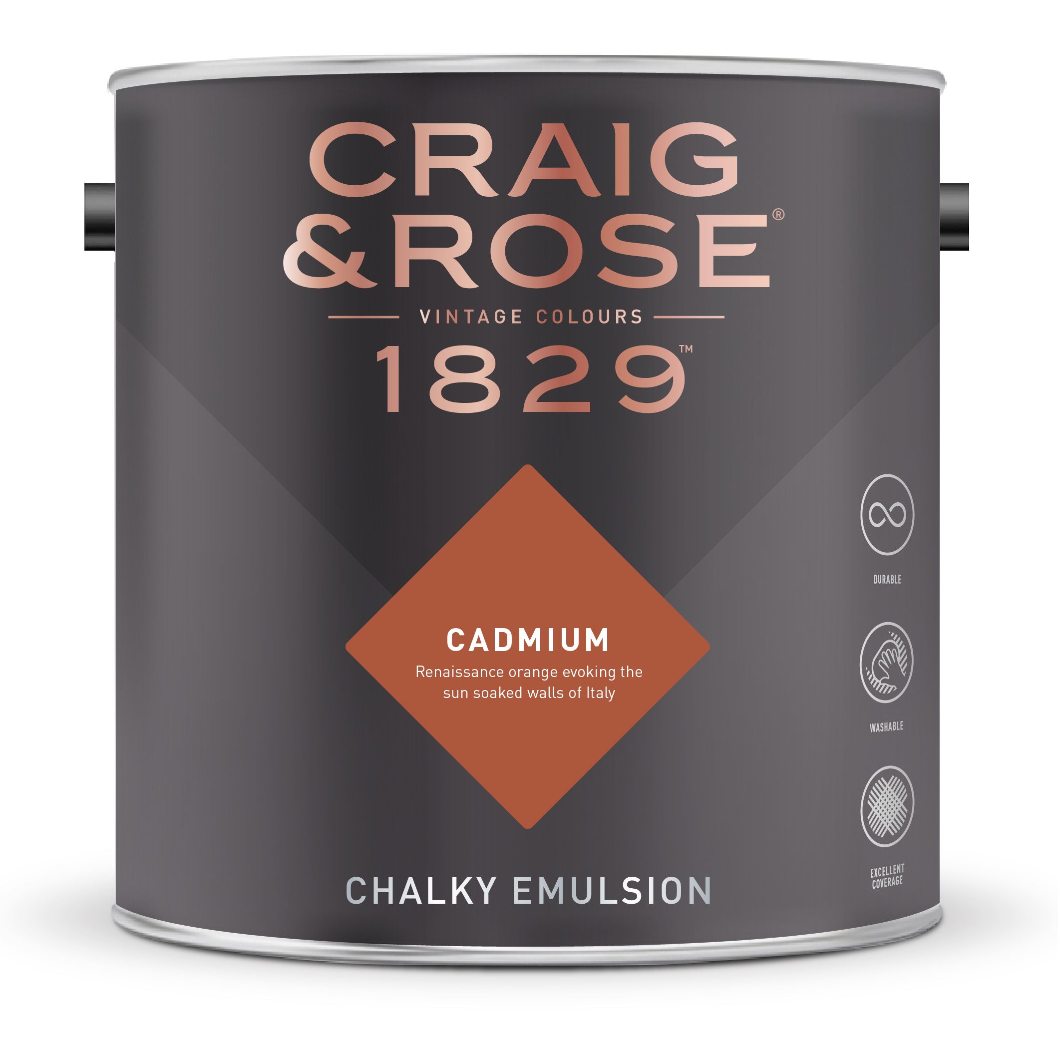 Craig & Rose 1829 Cadmium Chalky Emulsion paint, 2.5L