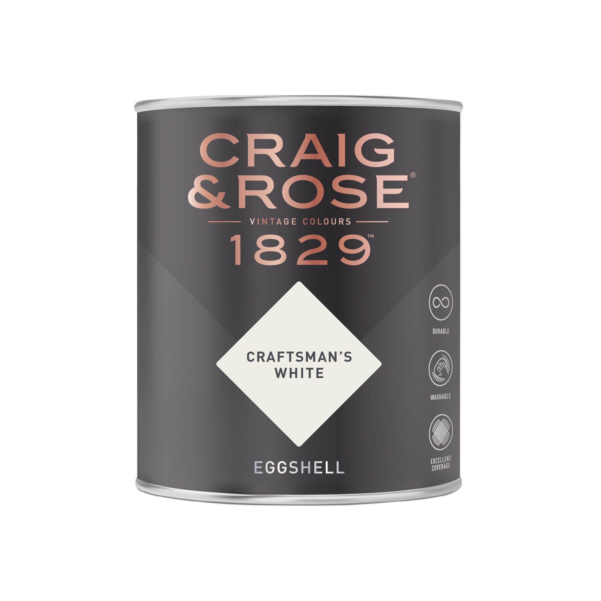 Craig & Rose 1829 Craftsman's White Eggshell Wall paint, 750ml