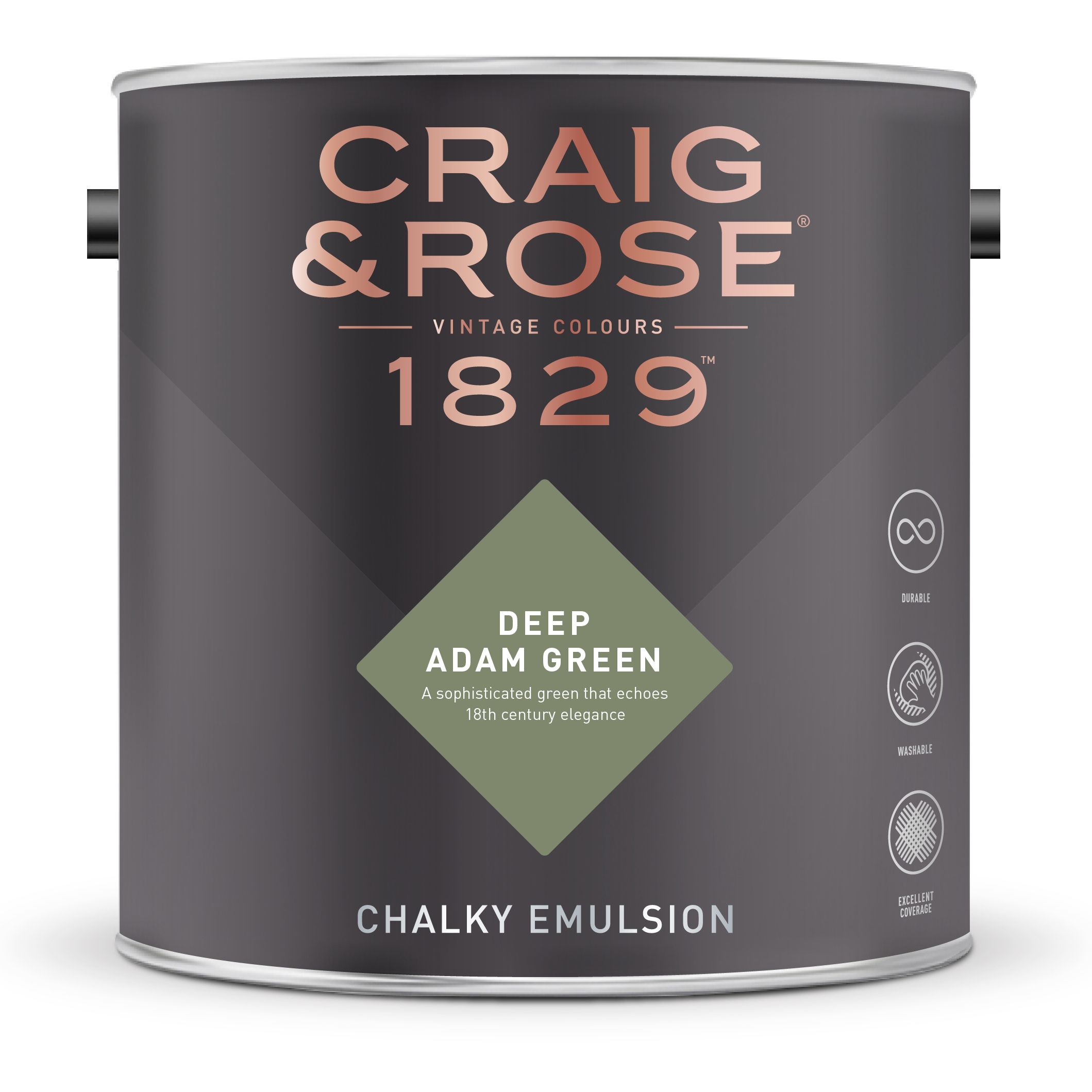 Craig & Rose 1829 Deep Adam Green Chalky Emulsion paint, 2.5L
