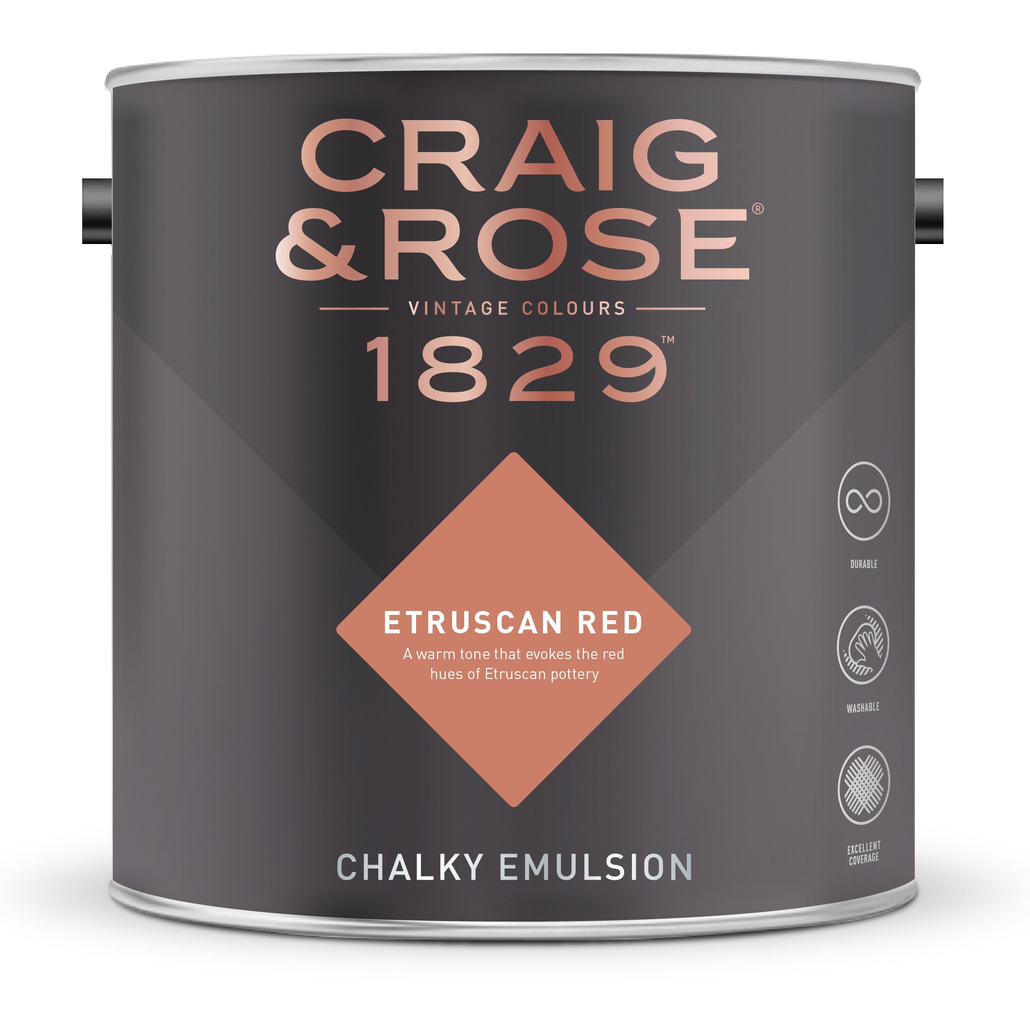 Craig & Rose 1829 Etruscan Red Chalky Emulsion paint, 2.5L