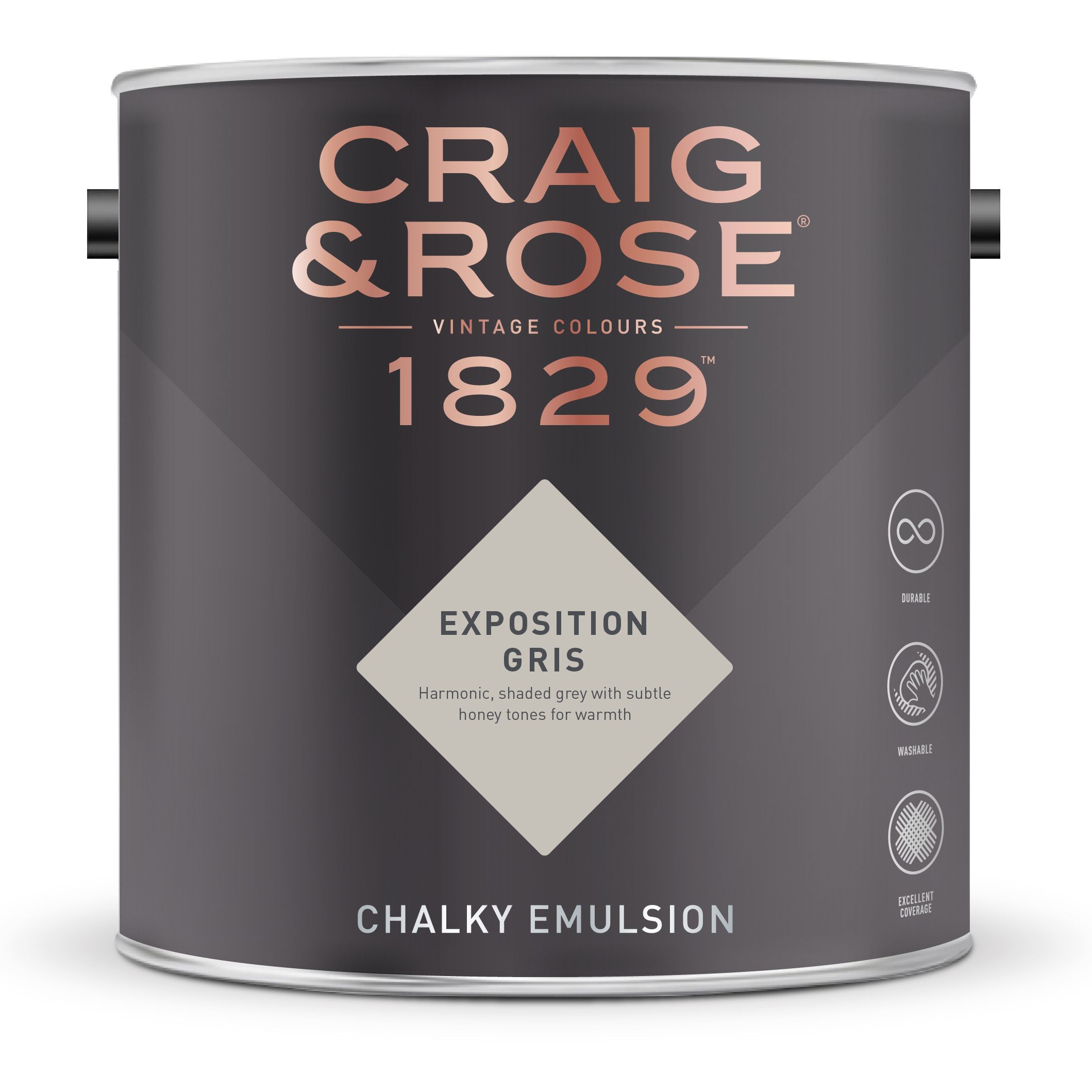 Craig & Rose 1829 Exposition Gris  Chalky Emulsion paint, 2.5L