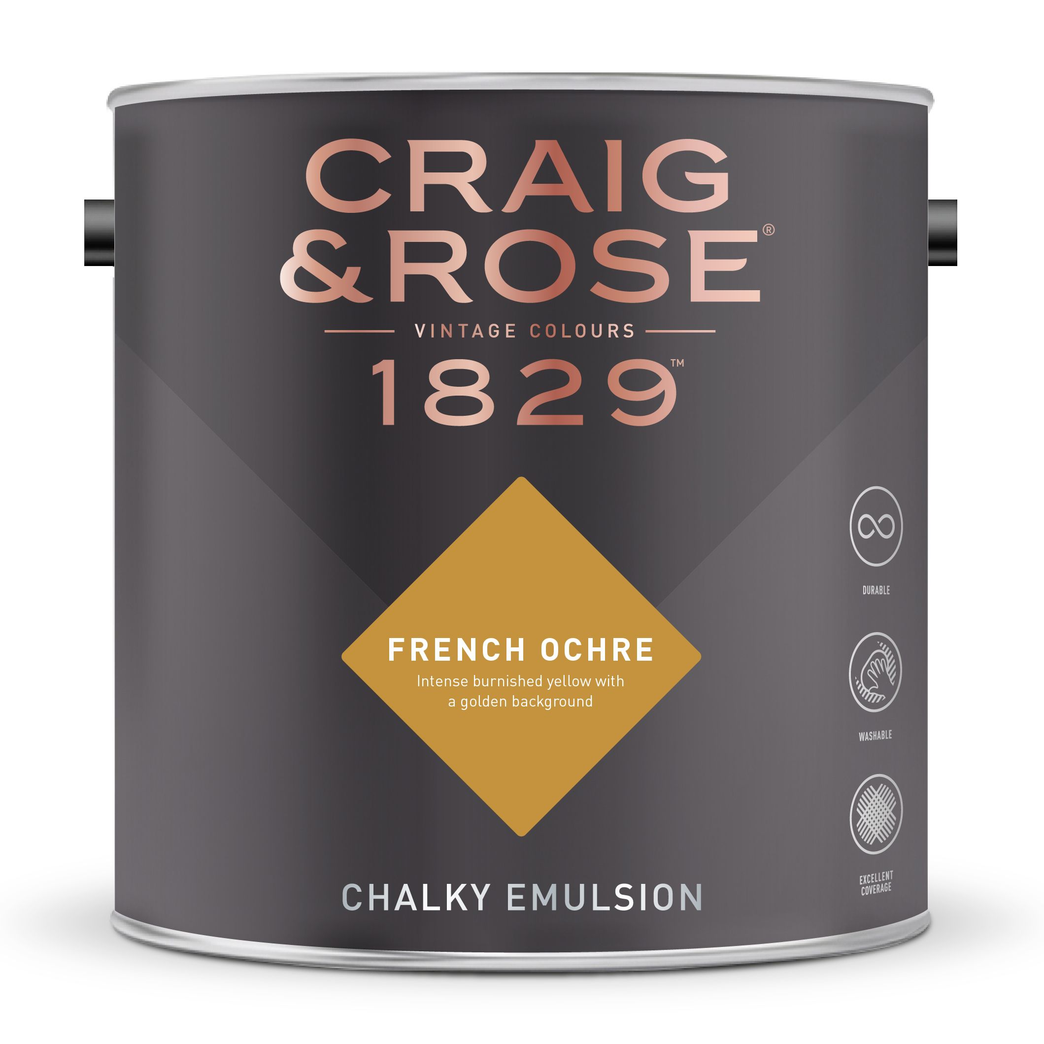 Craig & Rose 1829 French Ochre Chalky Emulsion paint, 2.5L