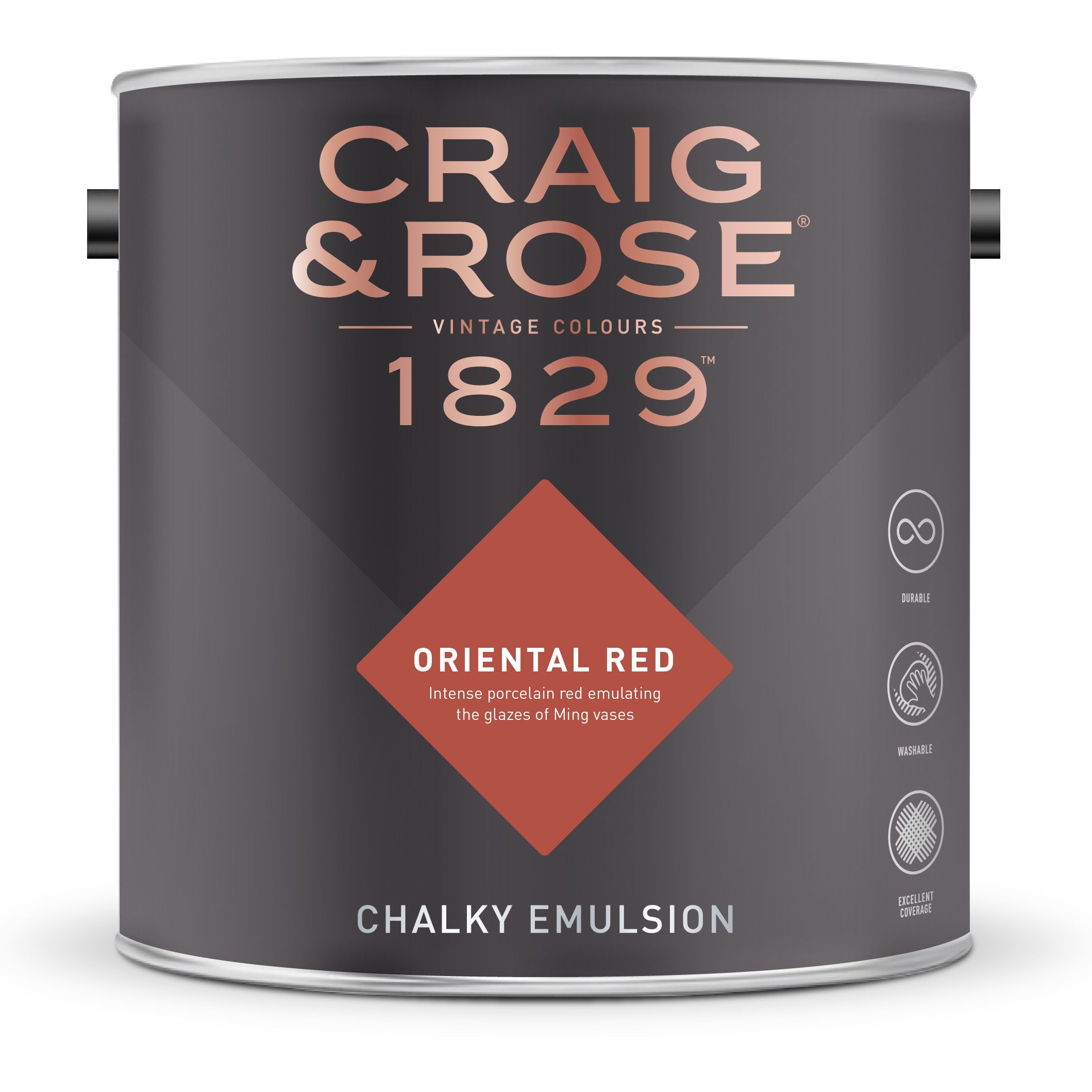 Craig & Rose 1829 Oriental Red Chalky Emulsion paint, 2.5L