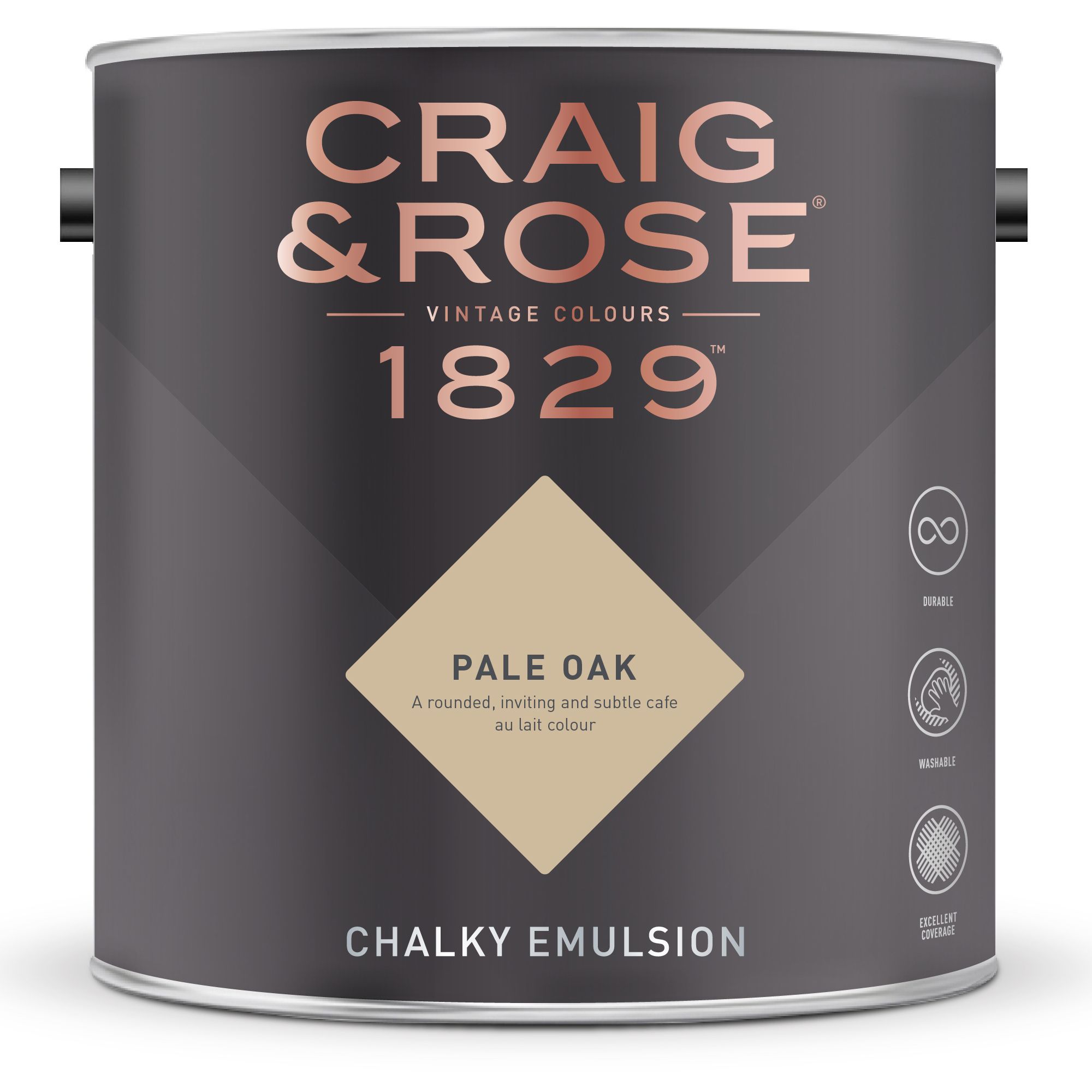 Craig & Rose 1829 Pale Oak Chalky Emulsion paint, 2.5L