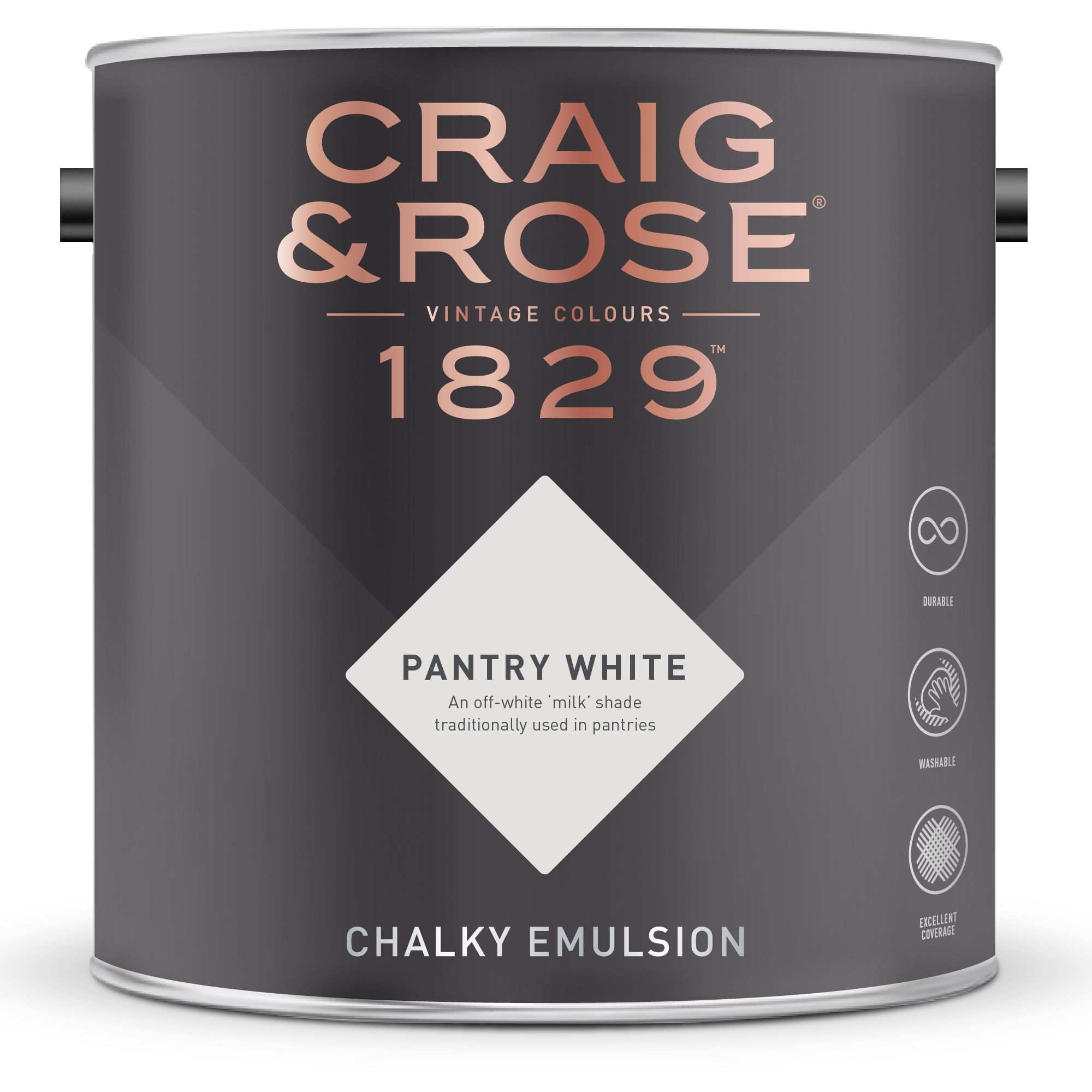 Craig & Rose 1829 Pantry White  Chalky Emulsion paint, 2.5L
