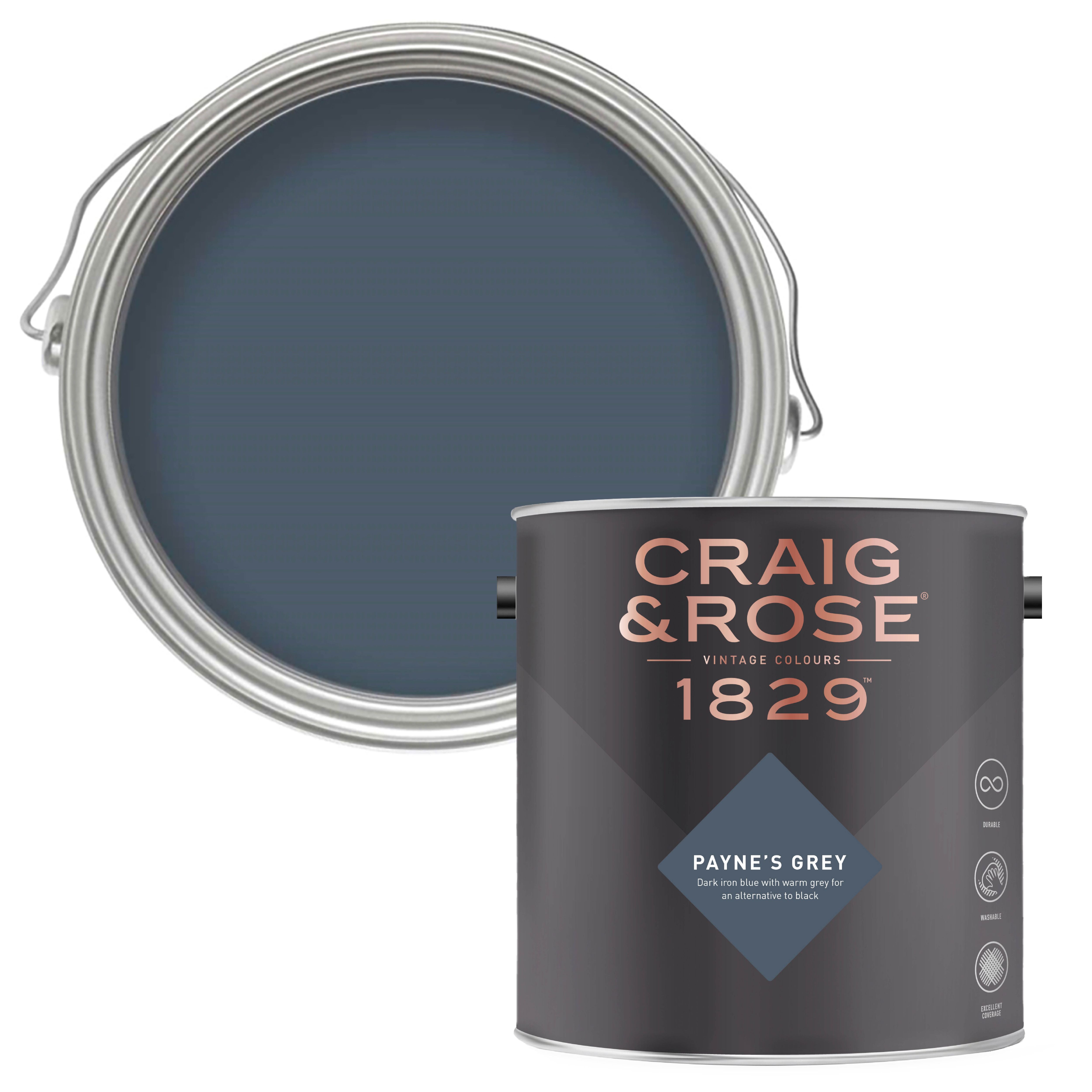 Craig & Rose 1829 Payne's Grey Eggshell Wall paint, 750ml