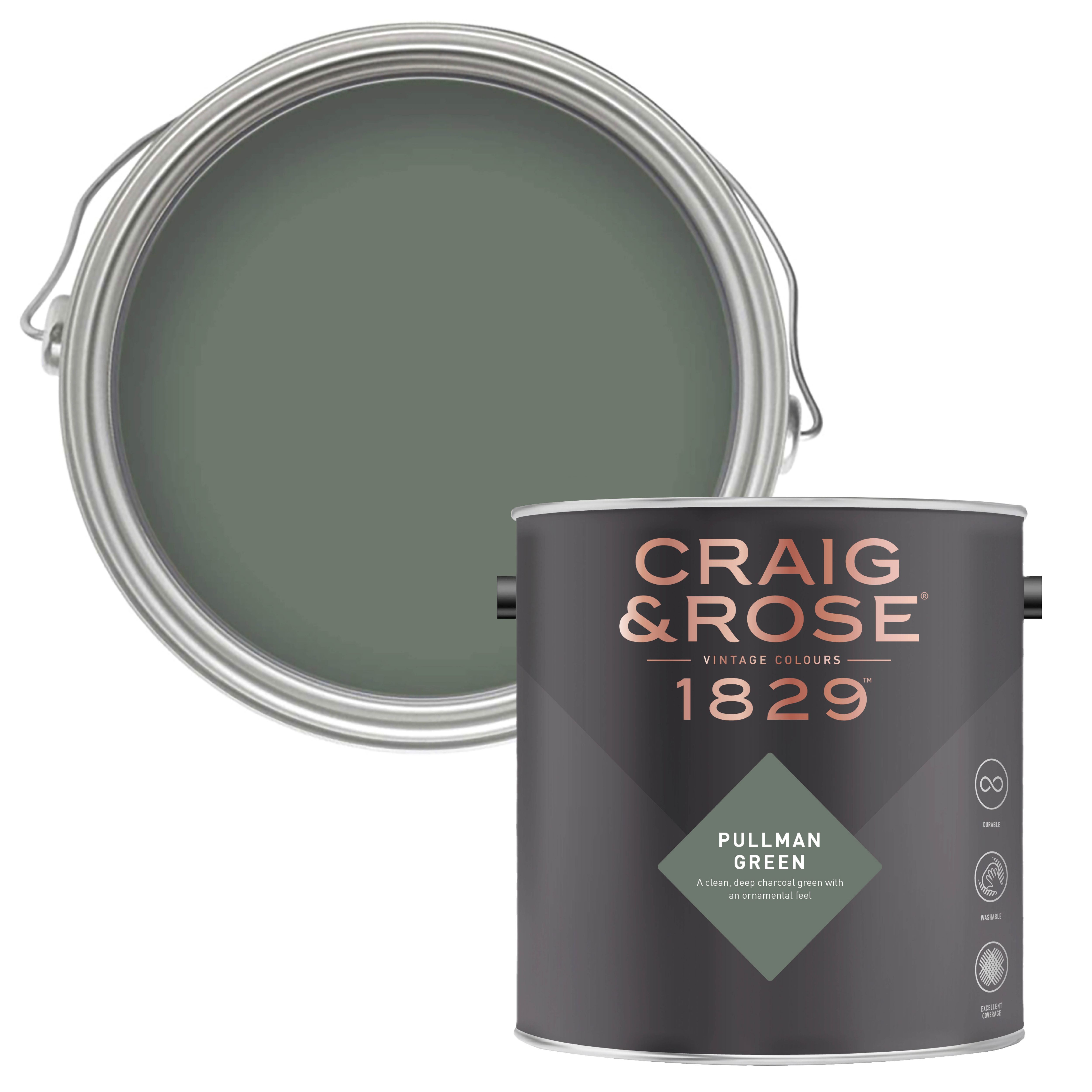 Craig & Rose 1829 Pullman Green Chalky Emulsion paint, 2.5L