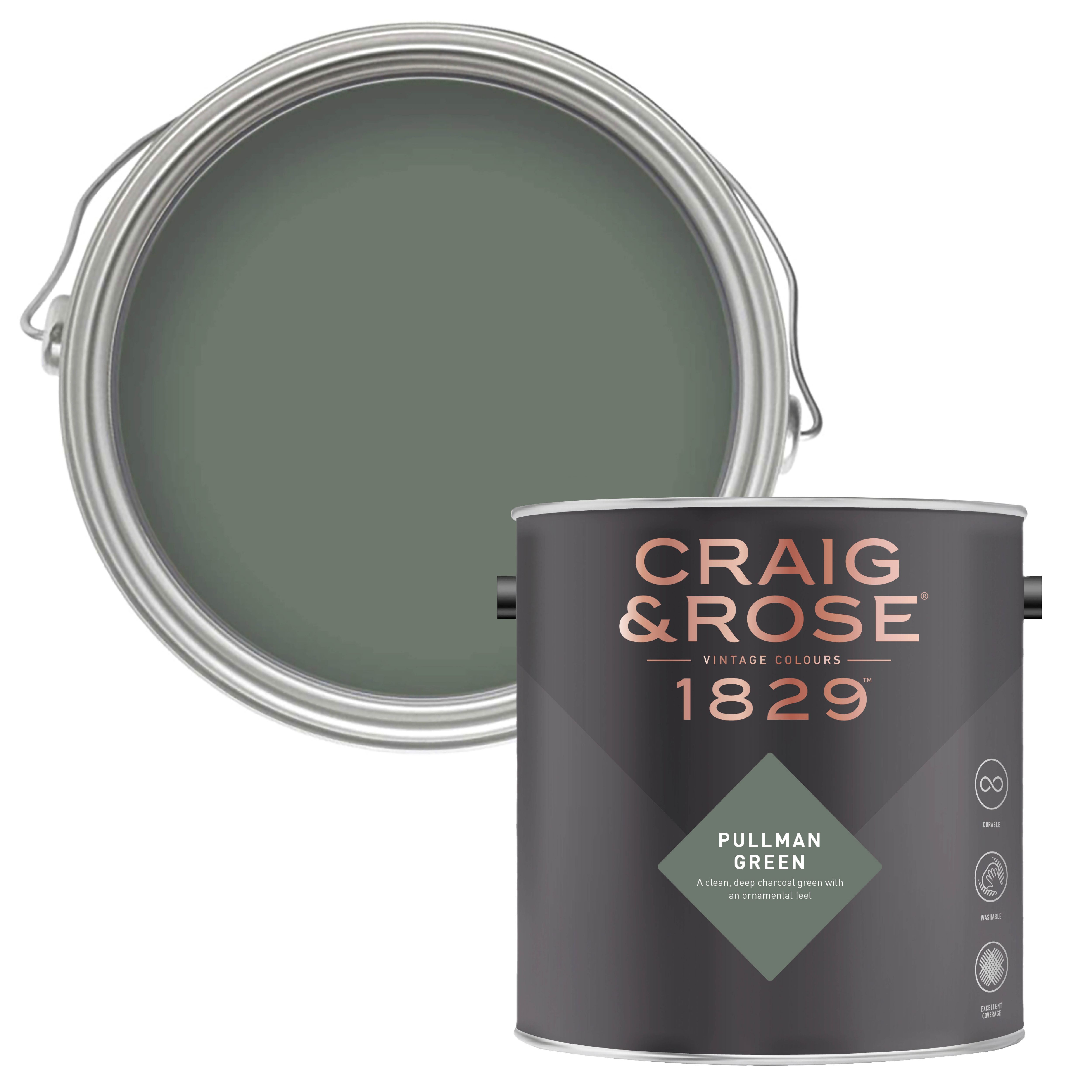 Craig & Rose 1829 Pullman Green Eggshell Wall paint, 750ml