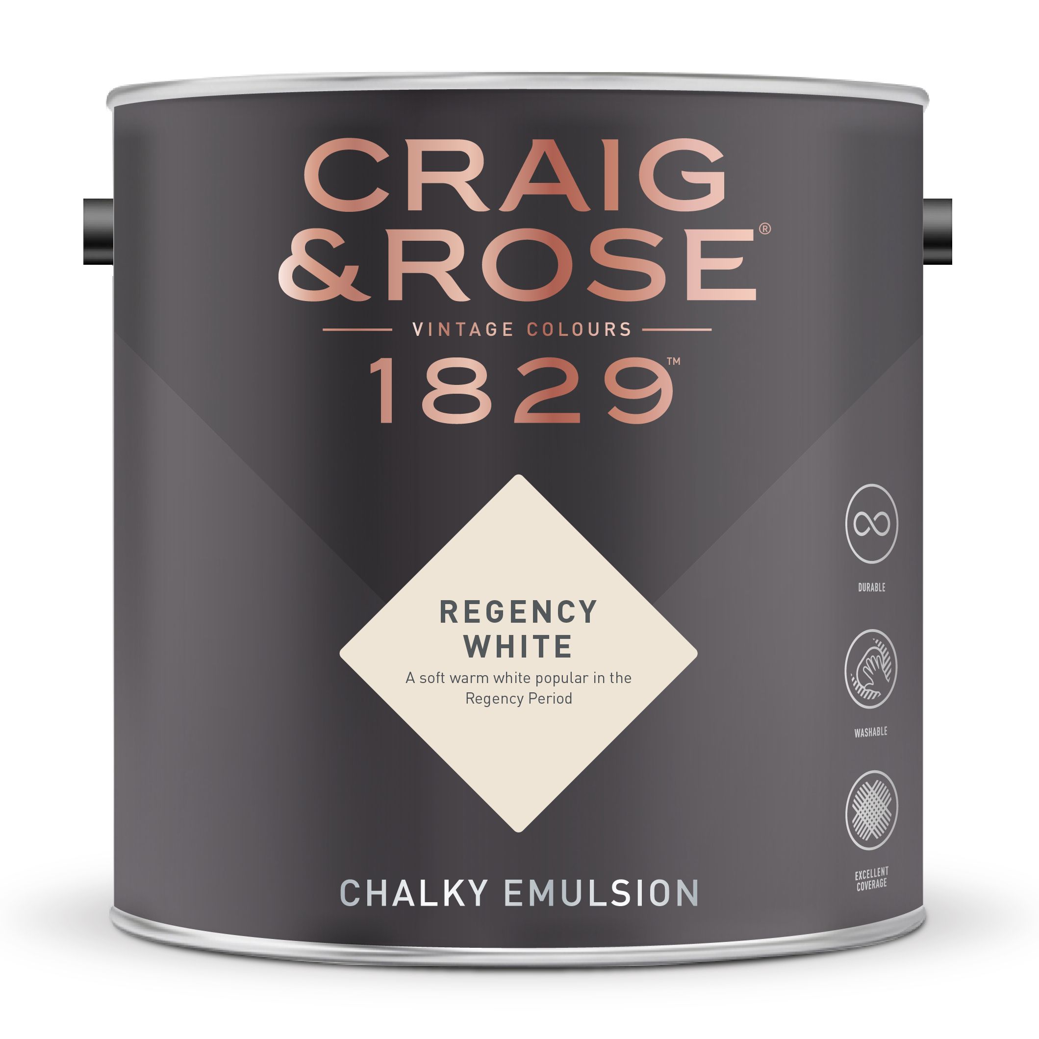 Craig & Rose 1829 Regency White Chalky Emulsion paint, 2.5L