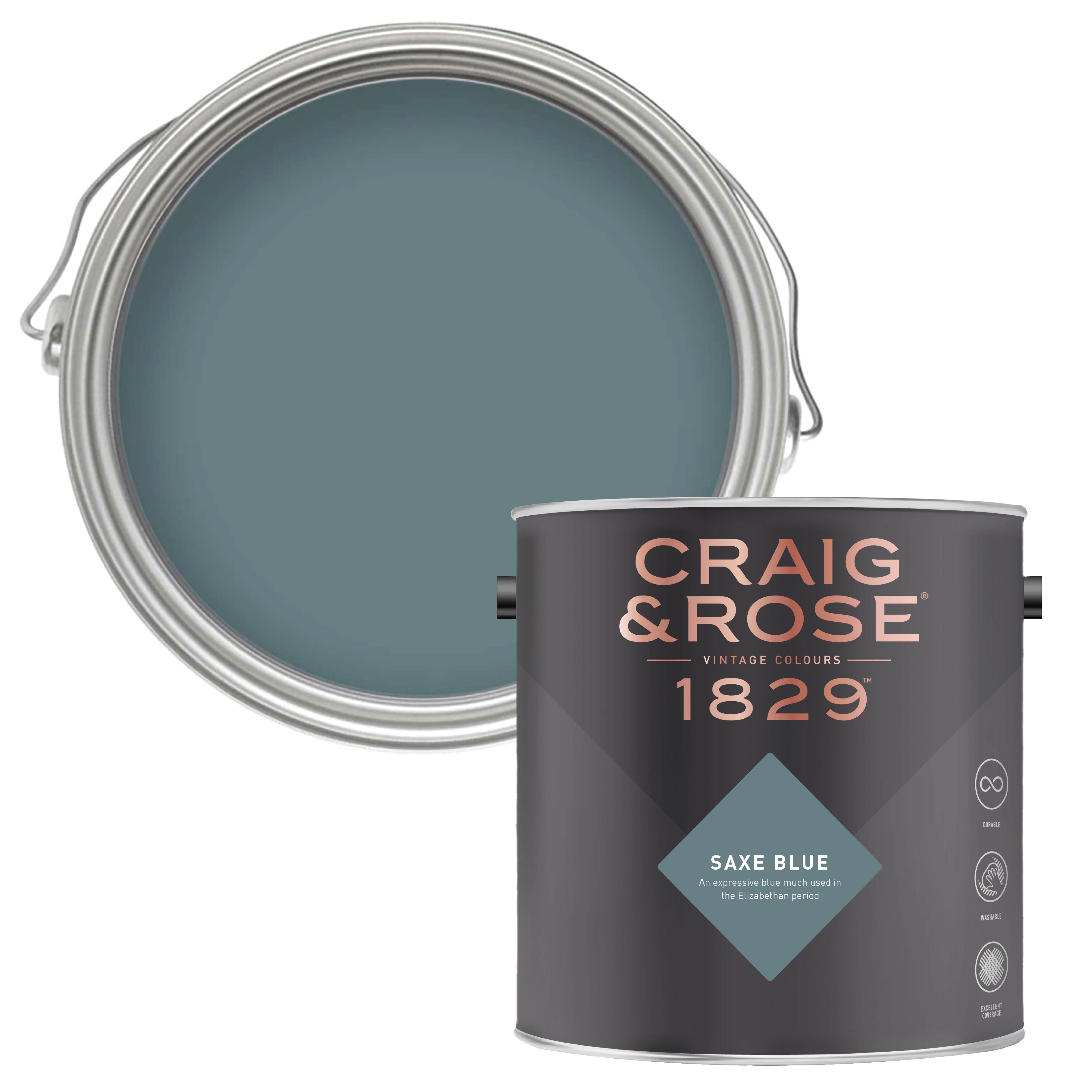 Craig & Rose 1829 Saxe Blue Chalky Emulsion paint, 2.5L