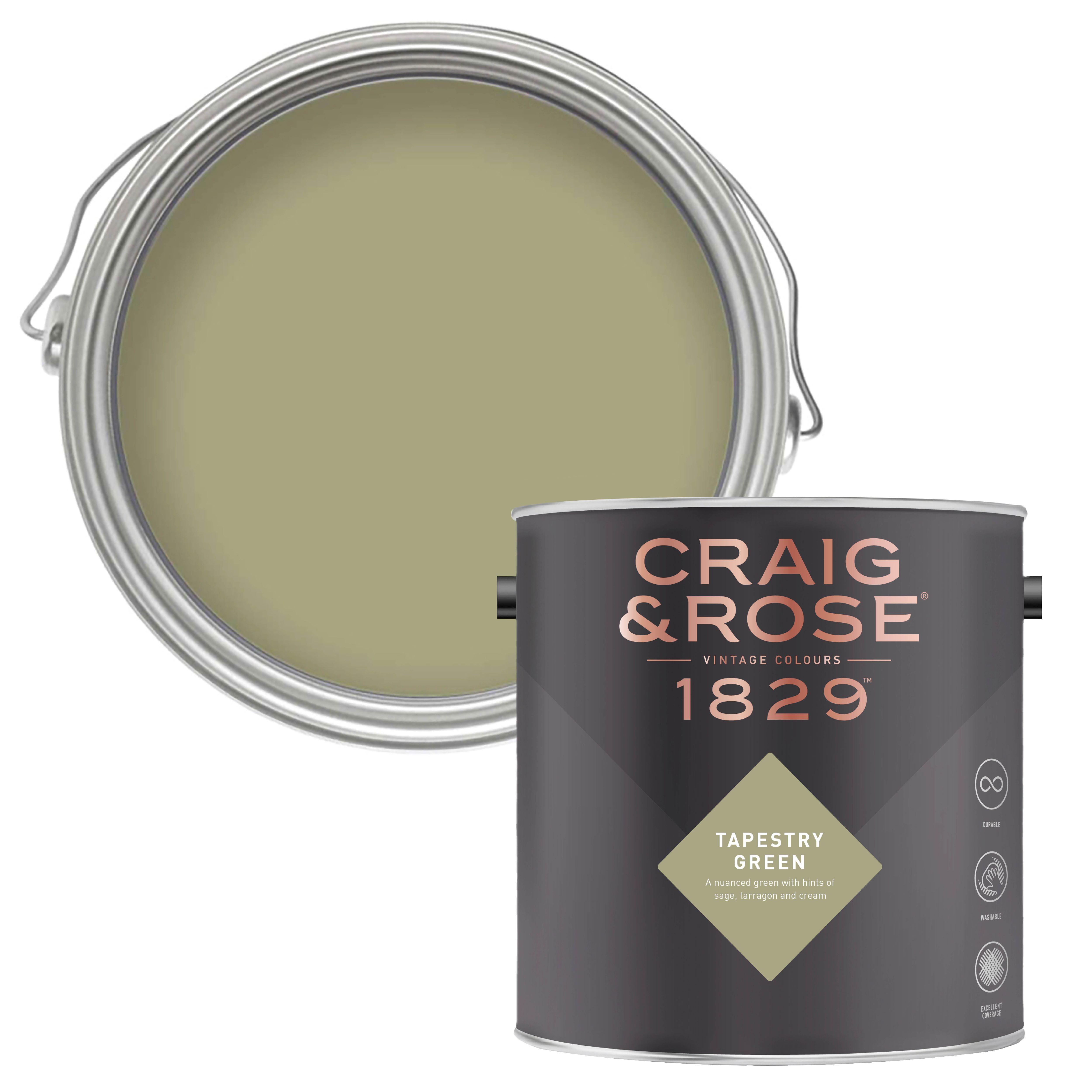 Craig & Rose 1829 Tapestry Green Chalky Emulsion paint, 2.5L