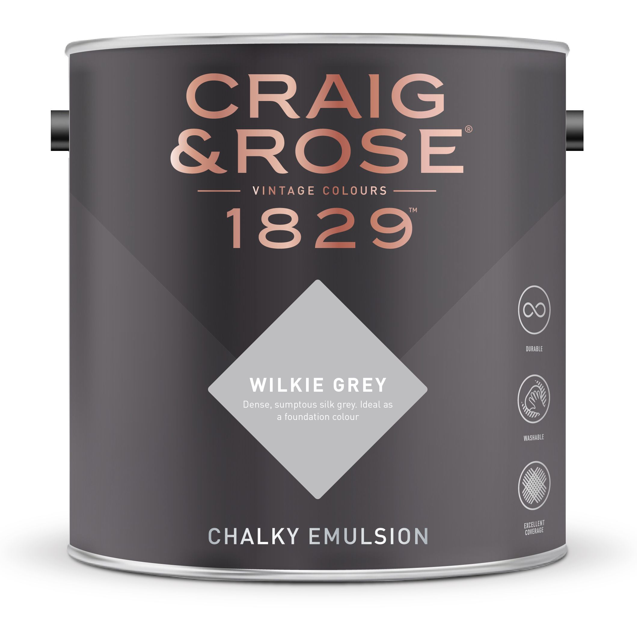 Craig & Rose 1829 Wilkie Grey Chalky Emulsion paint, 2.5L