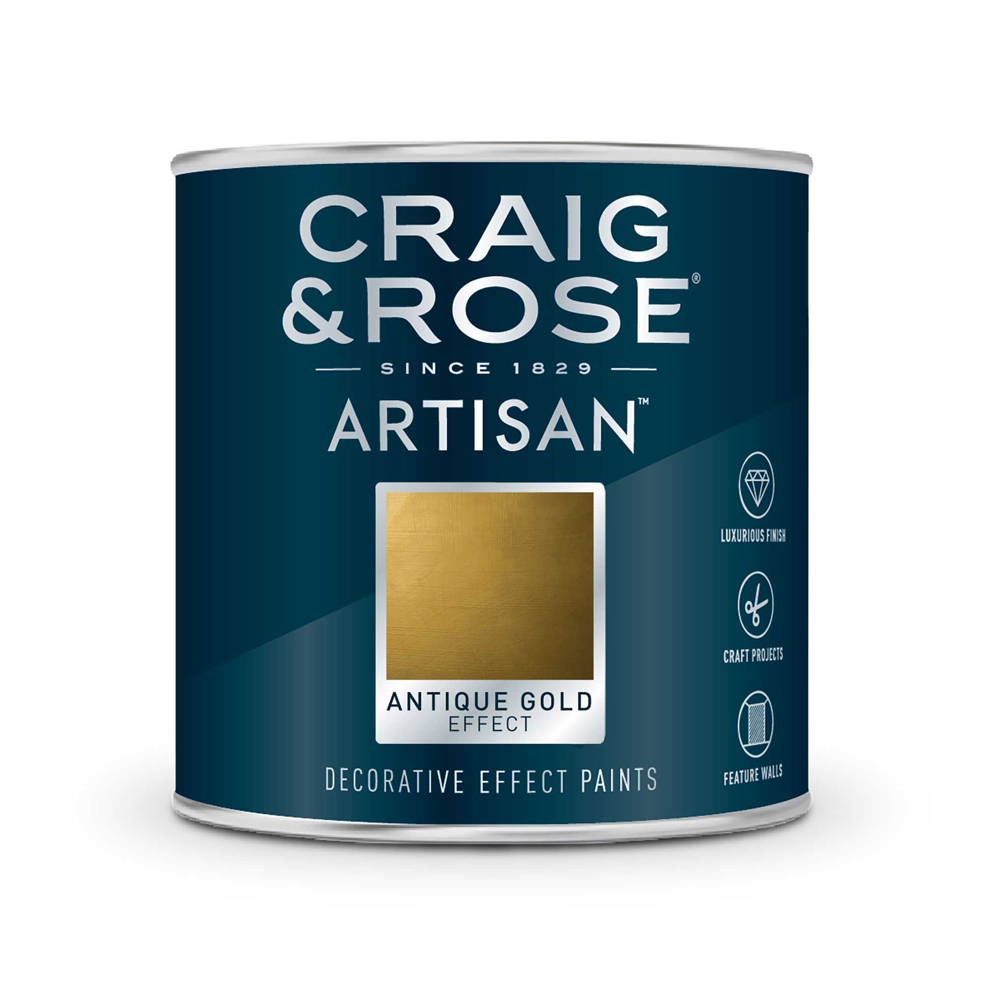 Craig & Rose Artisan Antique Gold effect Mid sheen Topcoat Special effect paint, 250ml