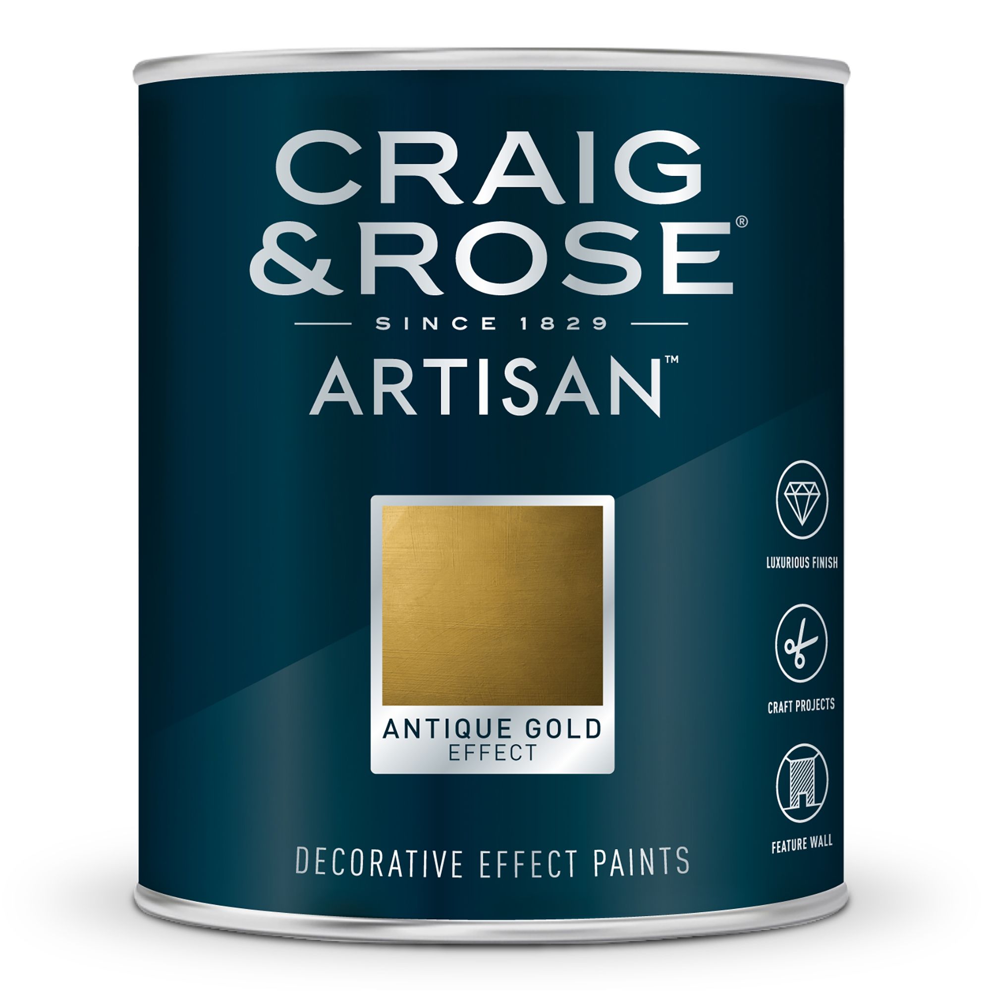 Craig & Rose Artisan Antique Gold effect Mid sheen Topcoat Special effect paint, 750ml