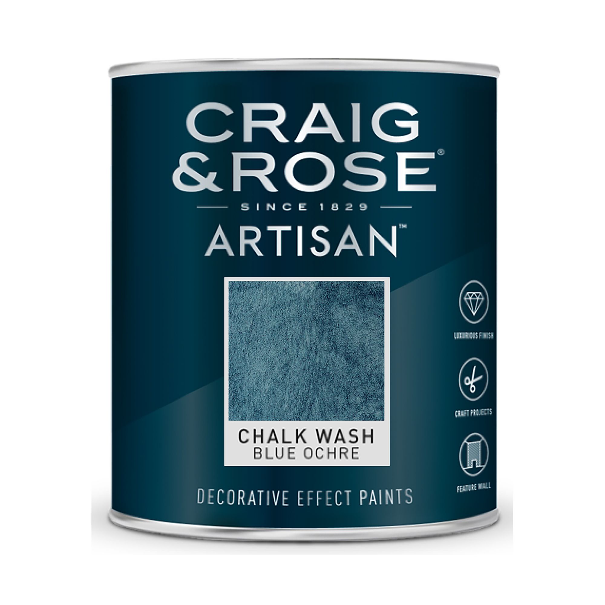 Craig & Rose Artisan Blue Ochre Topcoat Chalkwash paint, 750ml