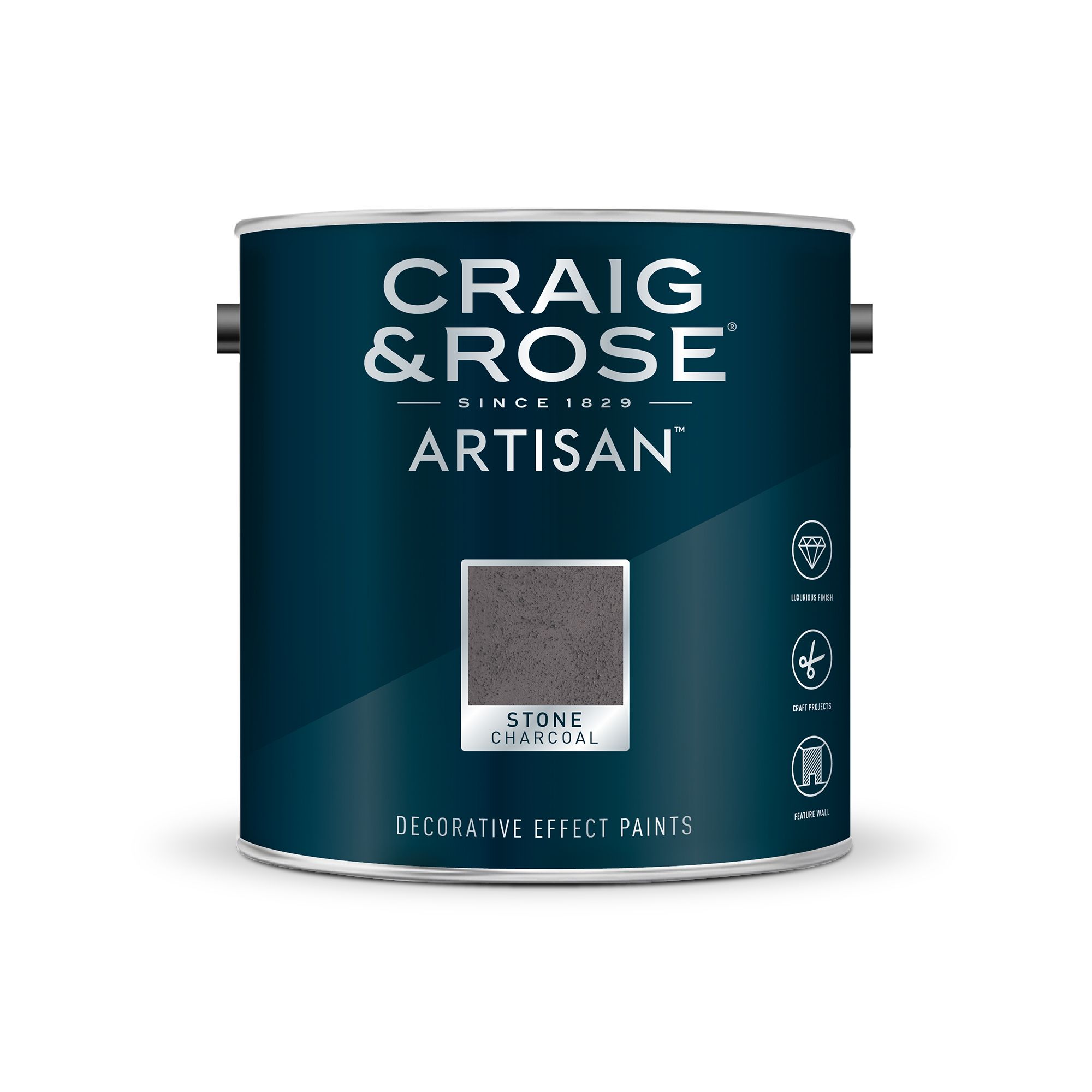 Craig & Rose Artisan Charcoal Stone Textured effect Matt Topcoat Special effect paint, 2.5L