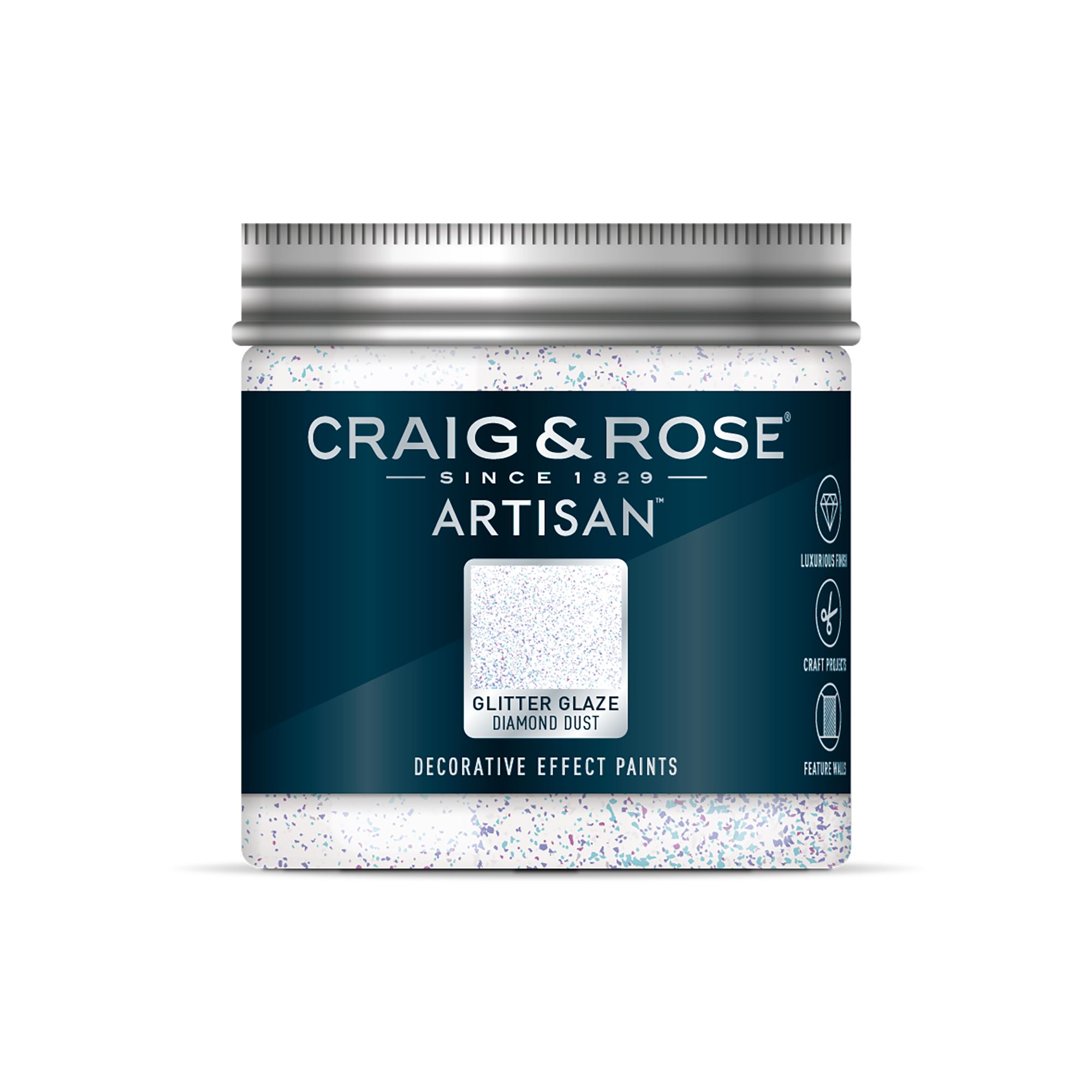 Craig & Rose Artisan Diamond Dust Glitter effect Topcoat Special effect paint, 300ml