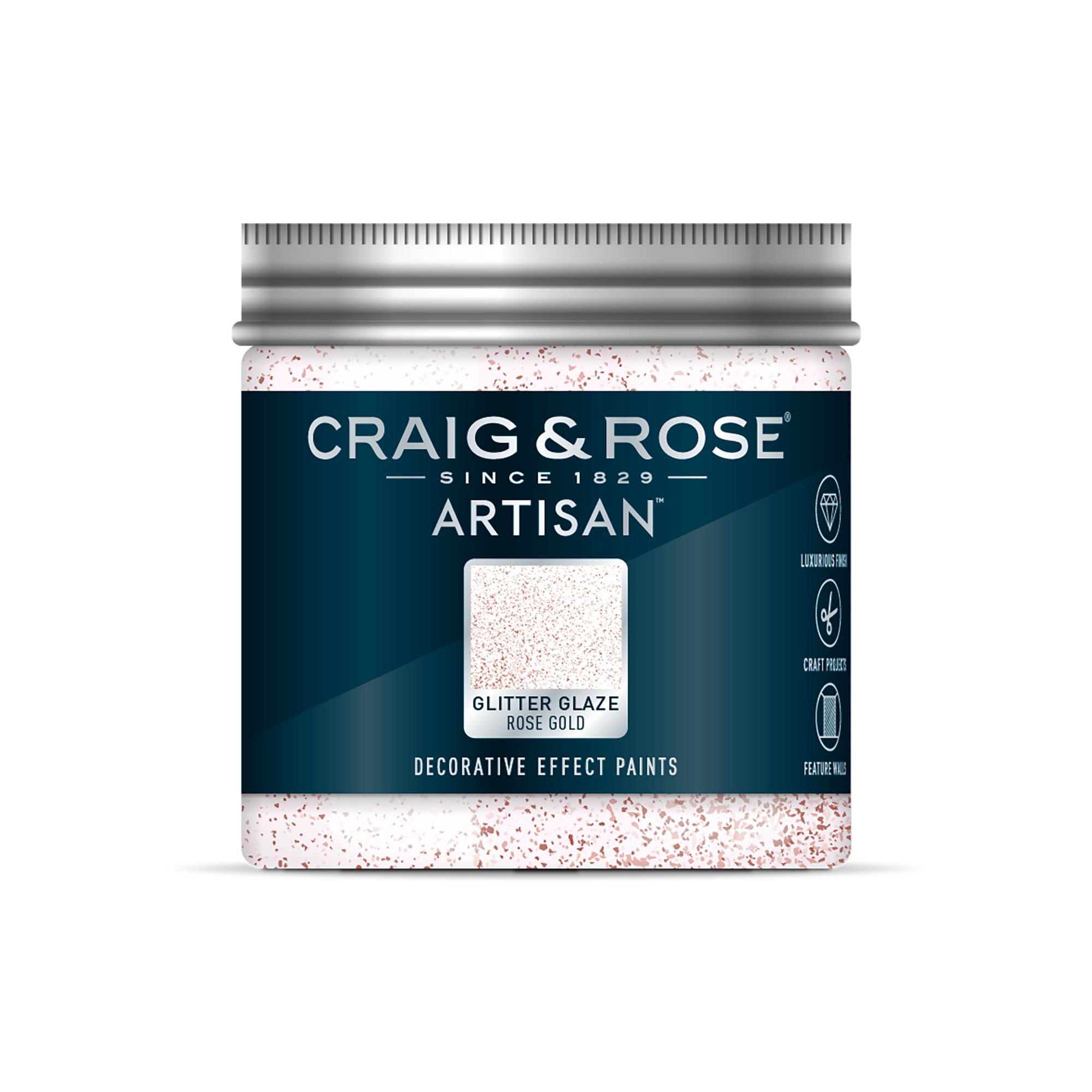 Craig & Rose Artisan Rose Gold Glitter effect Topcoat Special effect paint, 300ml
