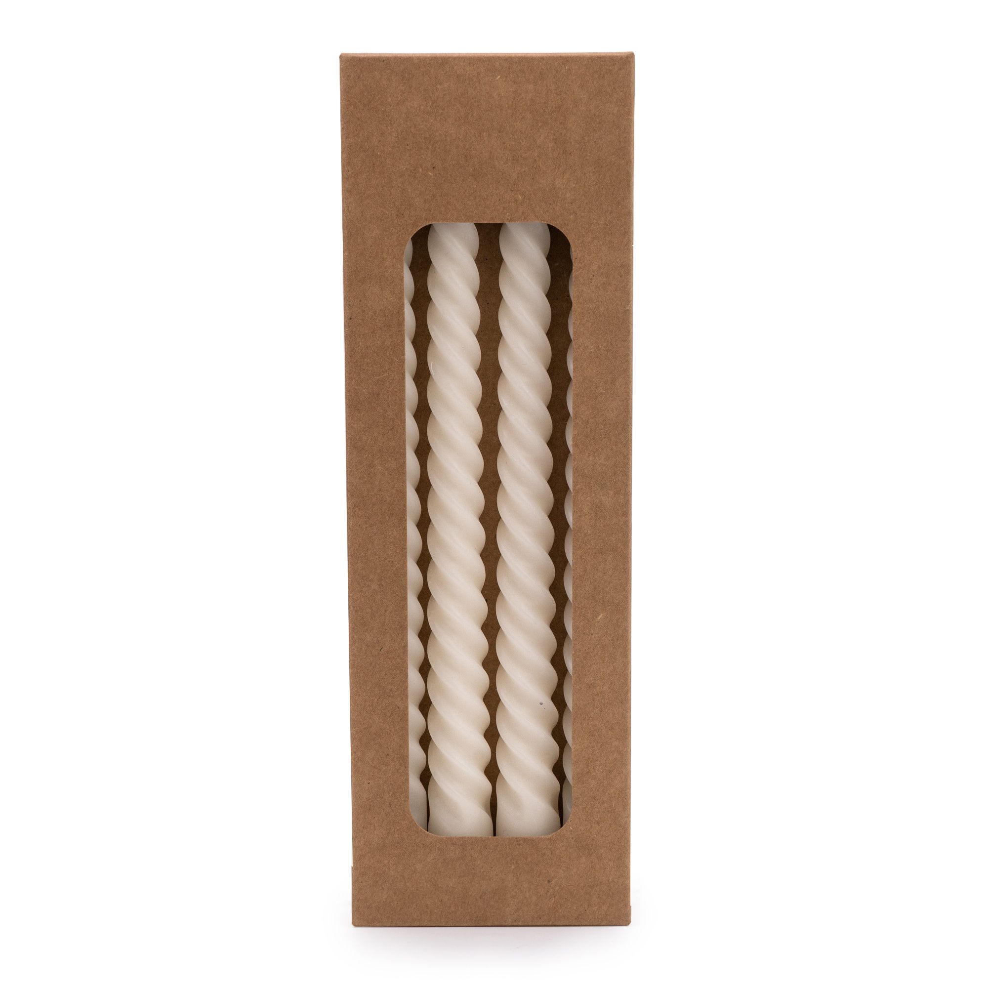 Cream Twisted Unscented Dinner candle 186g, Pack of 6, Small