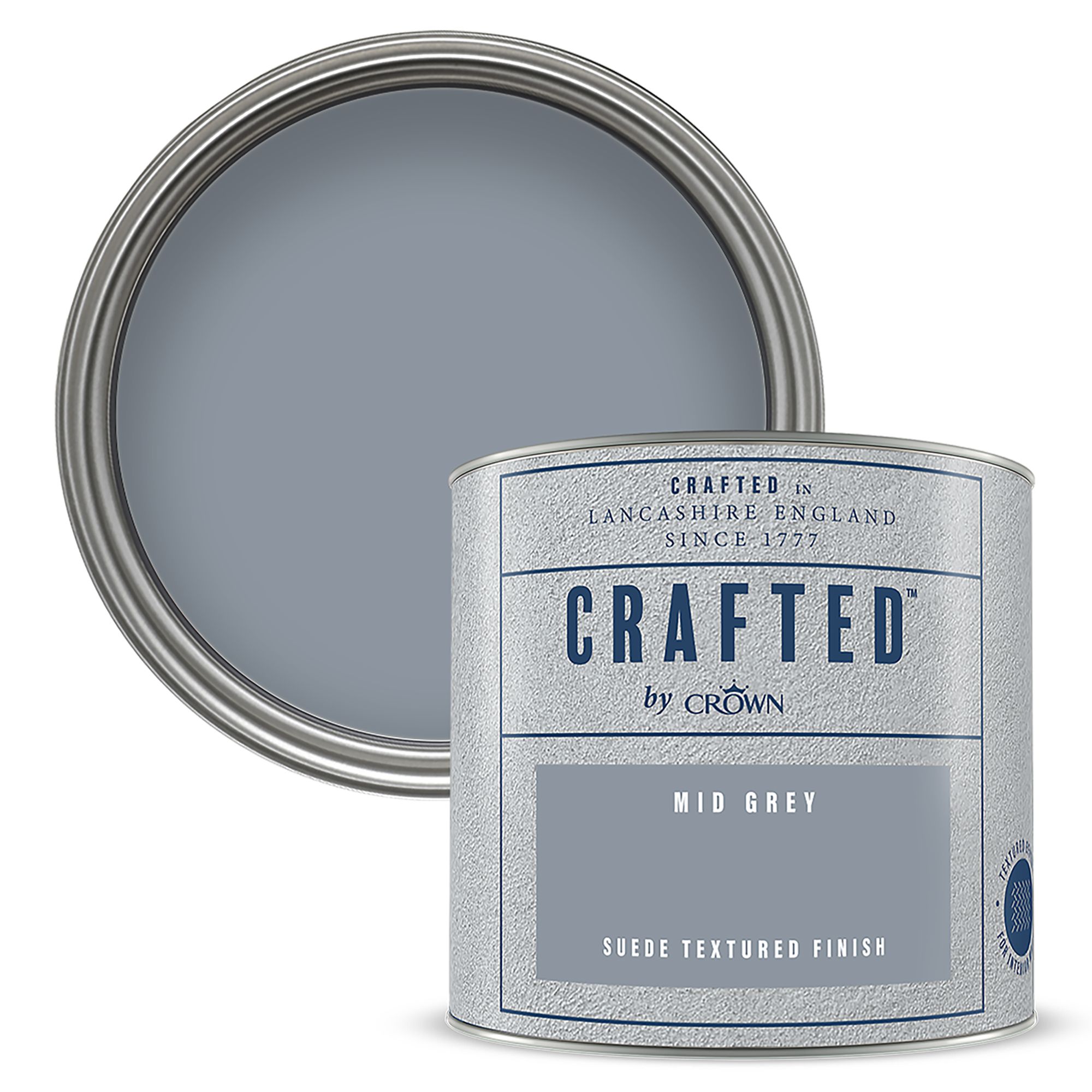 Crown Crafted Mid Grey Matt Suede effect Multi-surface Emulsion paint, 125ml Tester pot