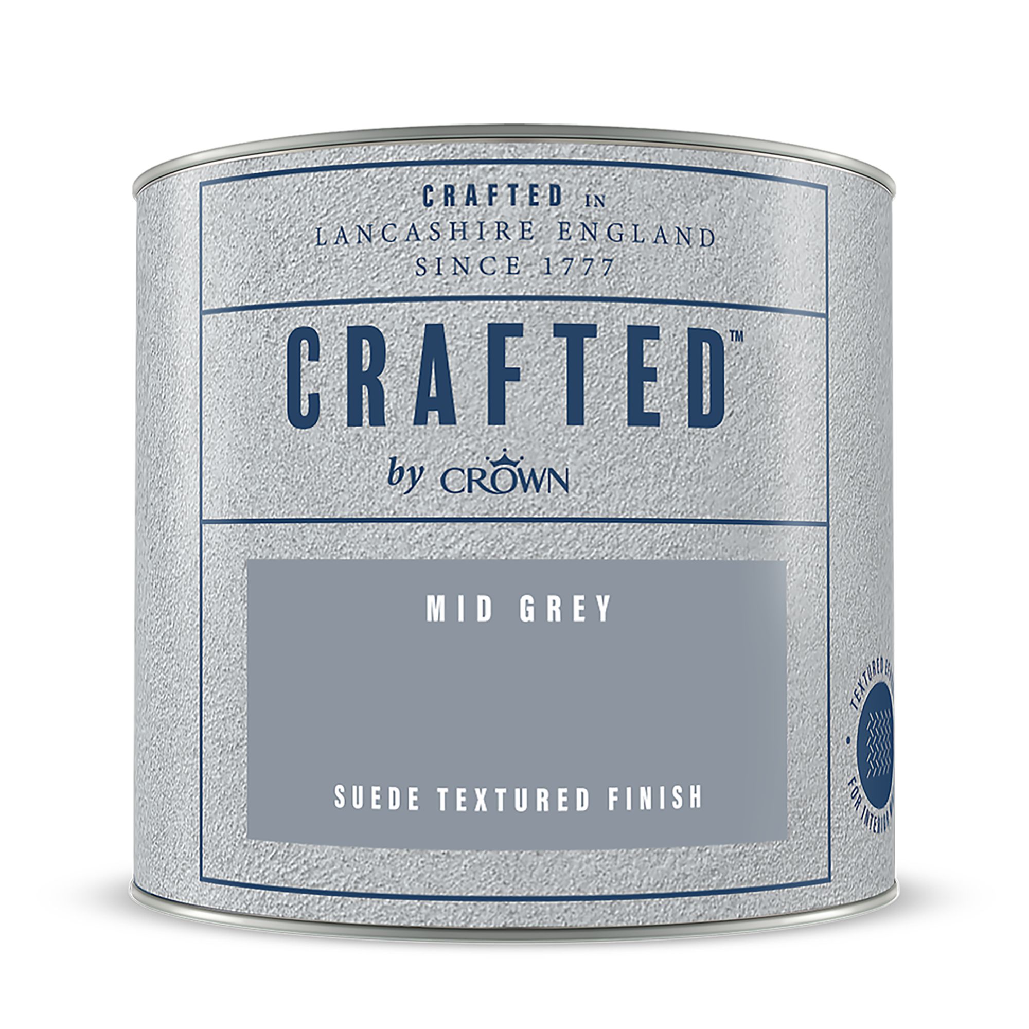 Crown Crafted Mid Grey Matt Suede effect Multi-surface Emulsion paint, 125ml Tester pot