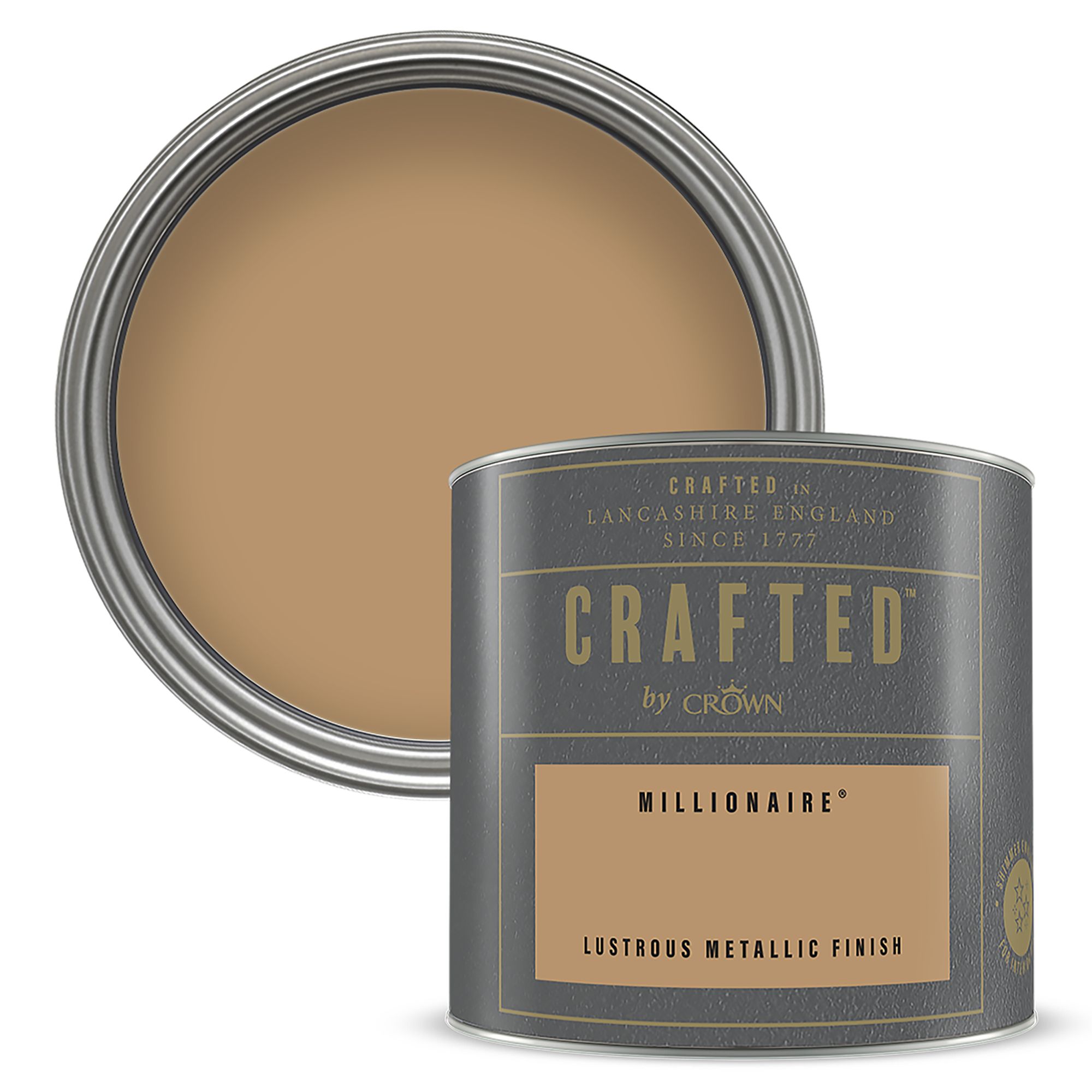 Crown Crafted Millionaire Metallic effect Multi-surface Emulsion paint, 125ml Tester pot