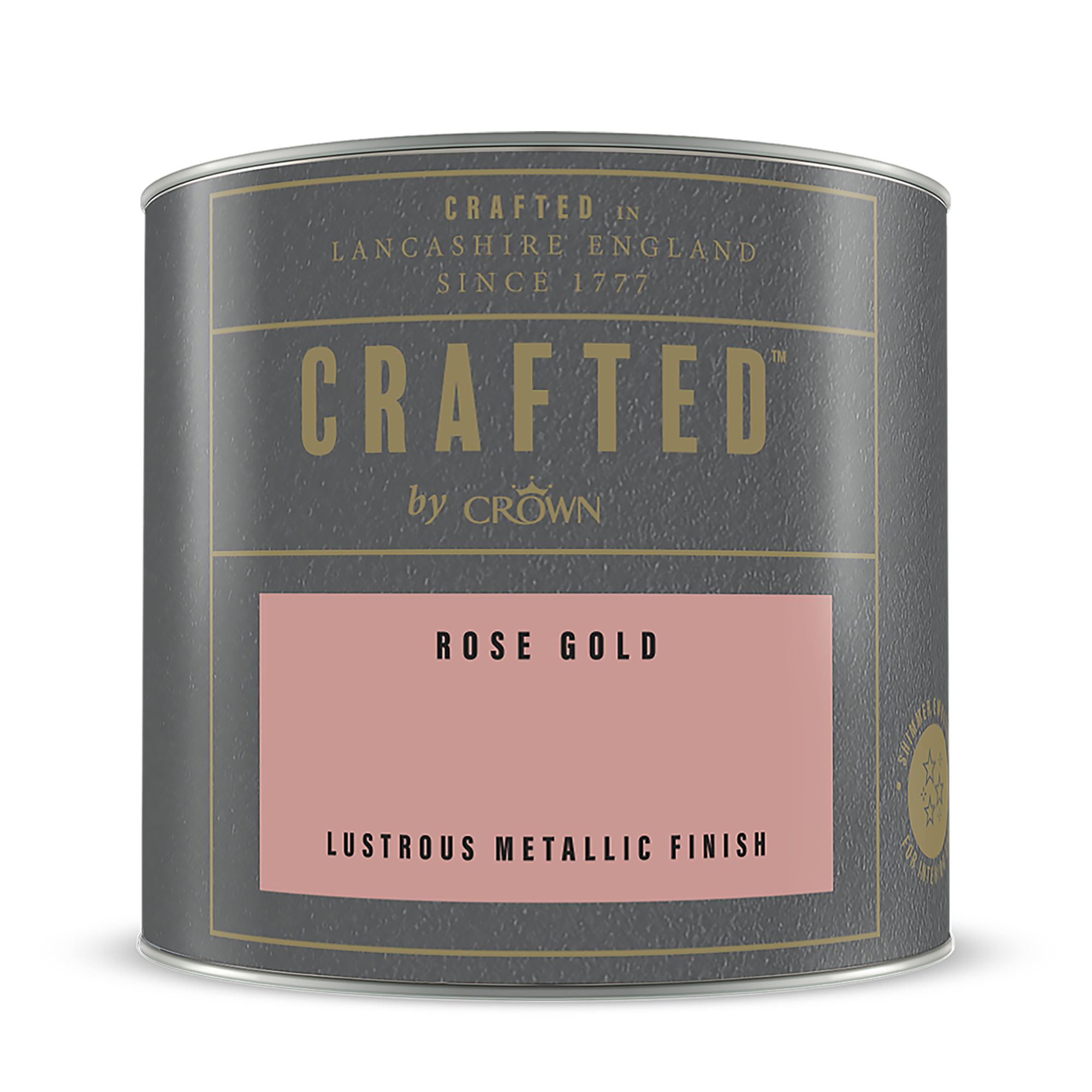 Crown Crafted Rose Gold Metallic effect Multi-surface Emulsion paint, 125ml Tester pot