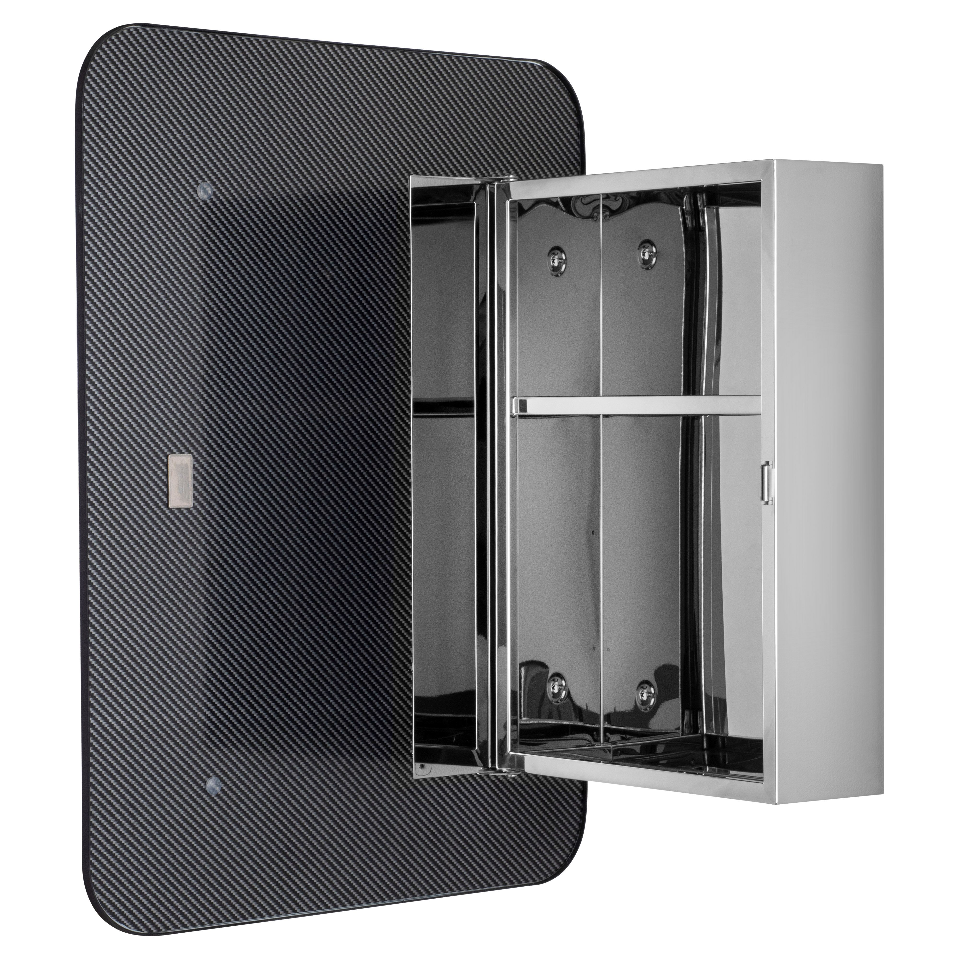 Croydex Black Single Bathroom Wall cabinet With Mirrored door (H)603mm (W)453mm