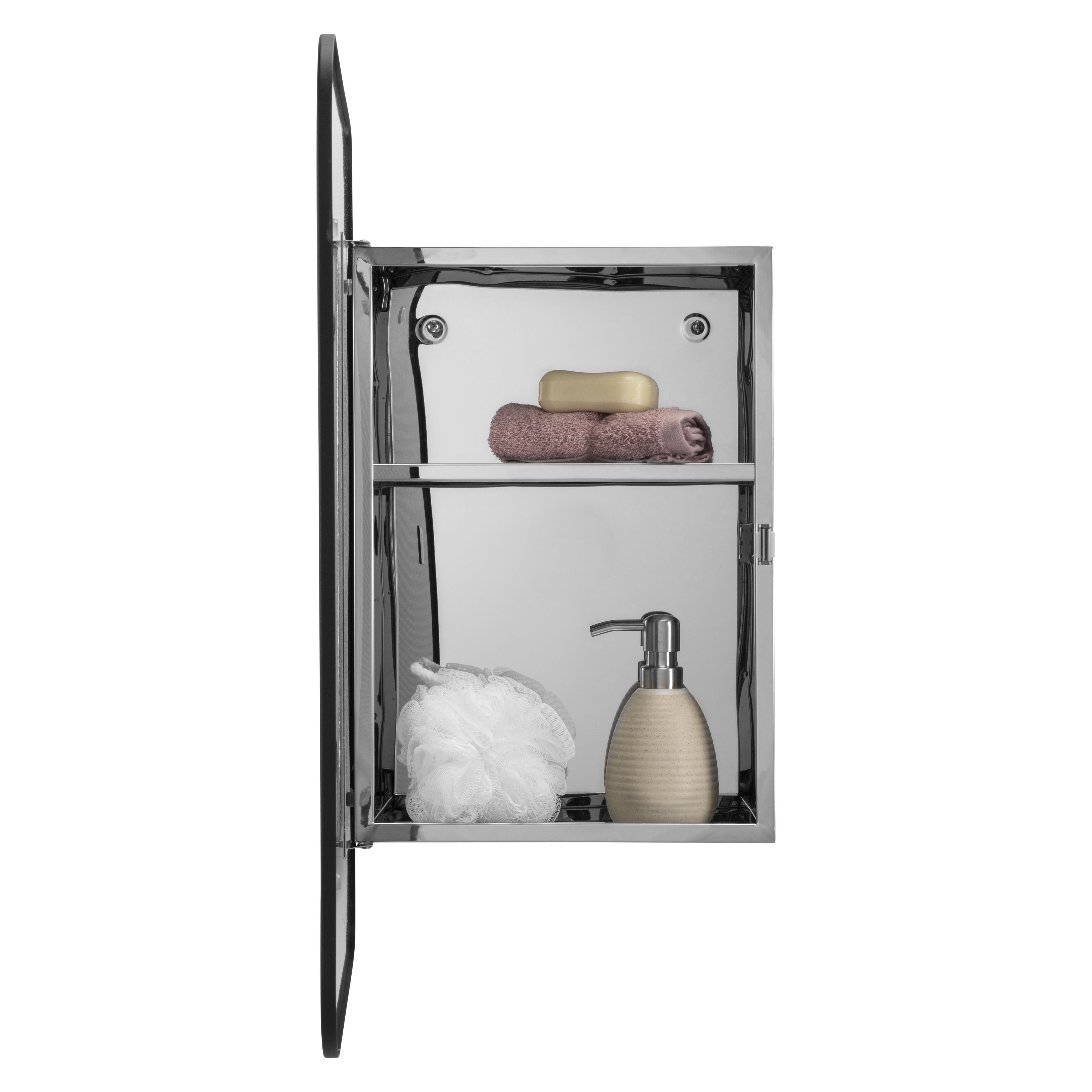 Croydex Black Single Bathroom Wall cabinet With Mirrored door (H)603mm (W)453mm