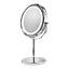 Croydex Chrome effect Round Freestanding Bathroom Illuminated Cosmetic mirror (H)35.9cm (W)23.5cm