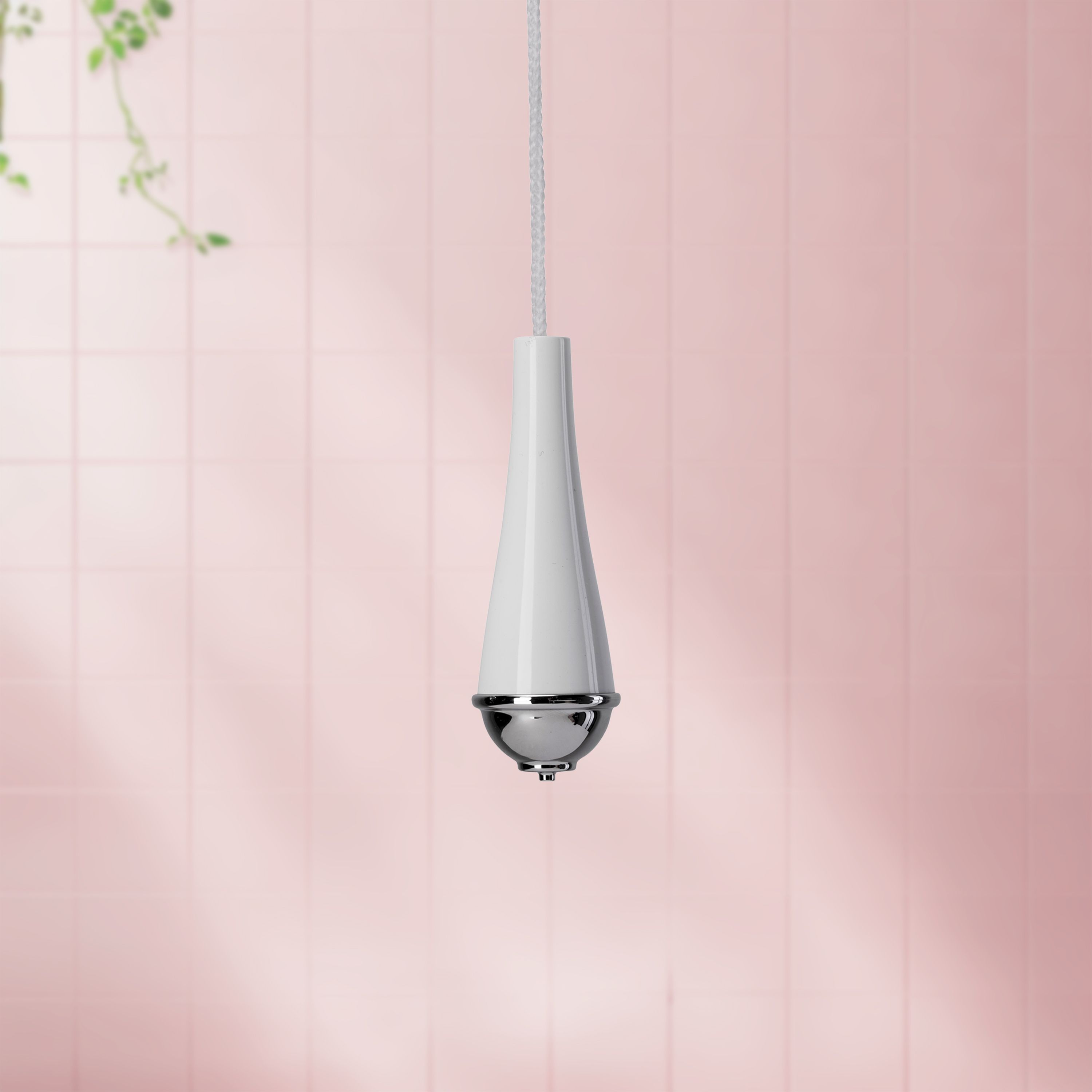 Croydex Classic White Chrome effect Plastic string Light pull Tradepoint