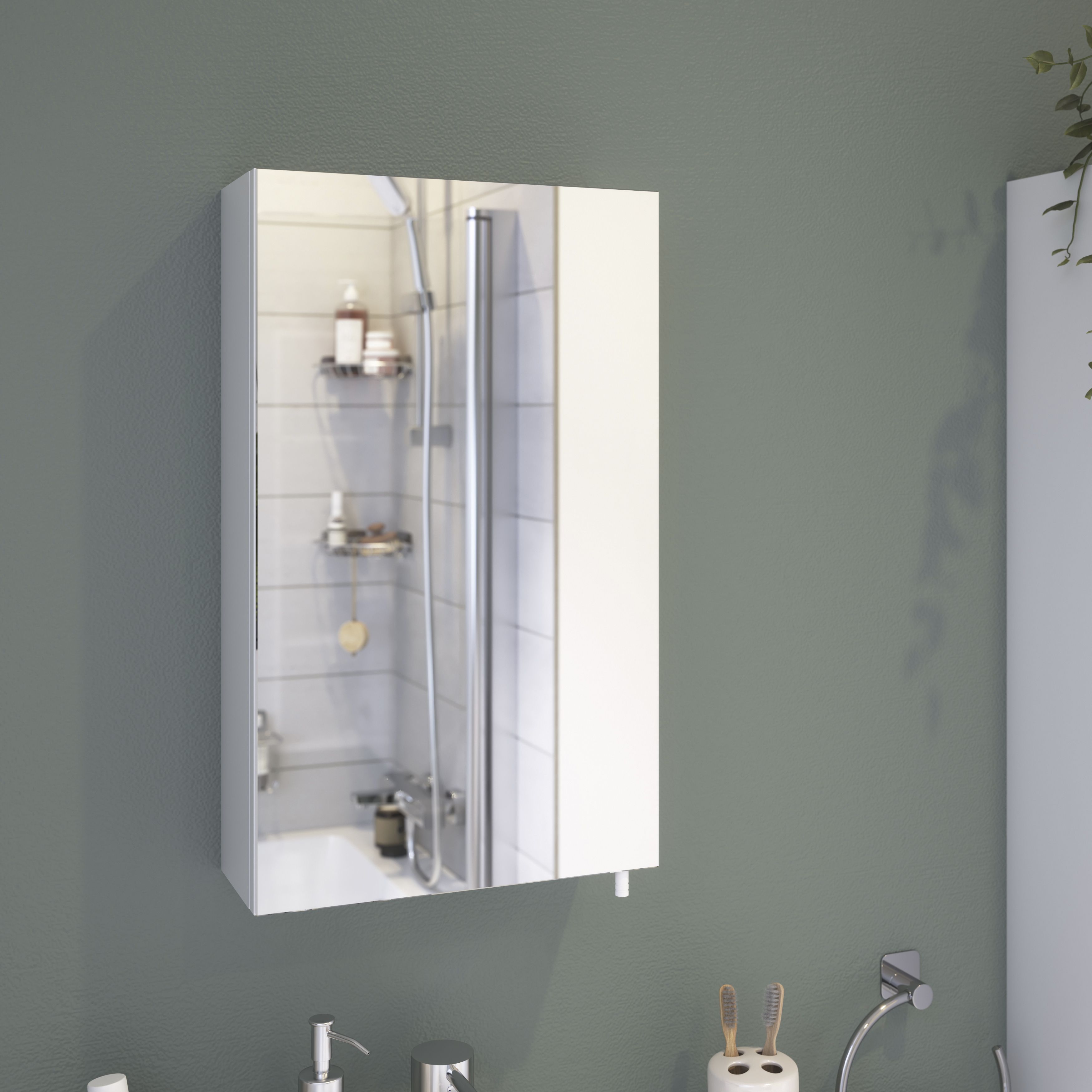 Croydex Cullen Gloss White Wall-mounted Single Bathroom Cabinet (H)50cm (W)30cm