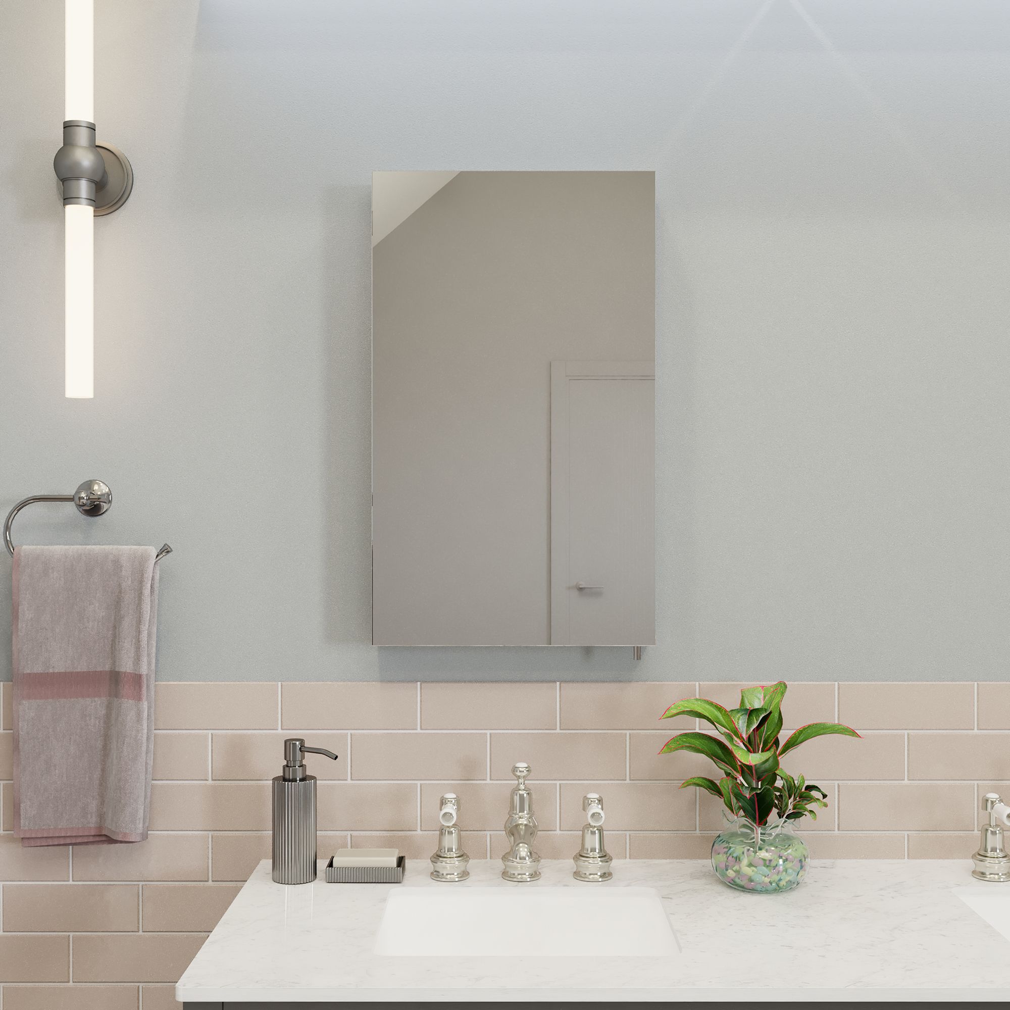 Croydex Cullen Gloss White Wall-mounted Single Bathroom Cabinet (H)50cm (W)30cm