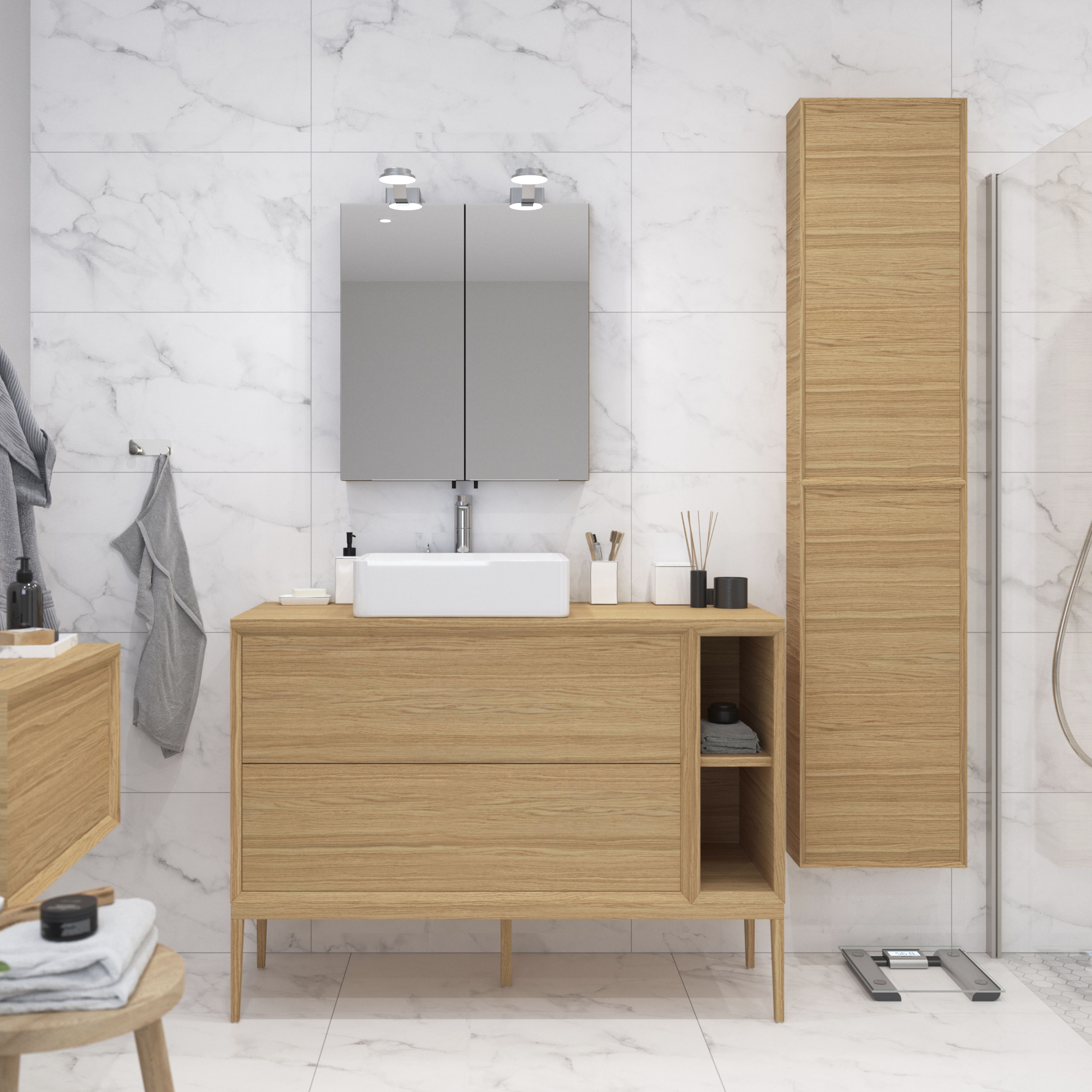 Croydex Dawley Matt Black Wall-mounted Double Bathroom Cabinet (H)67cm (W)60cm