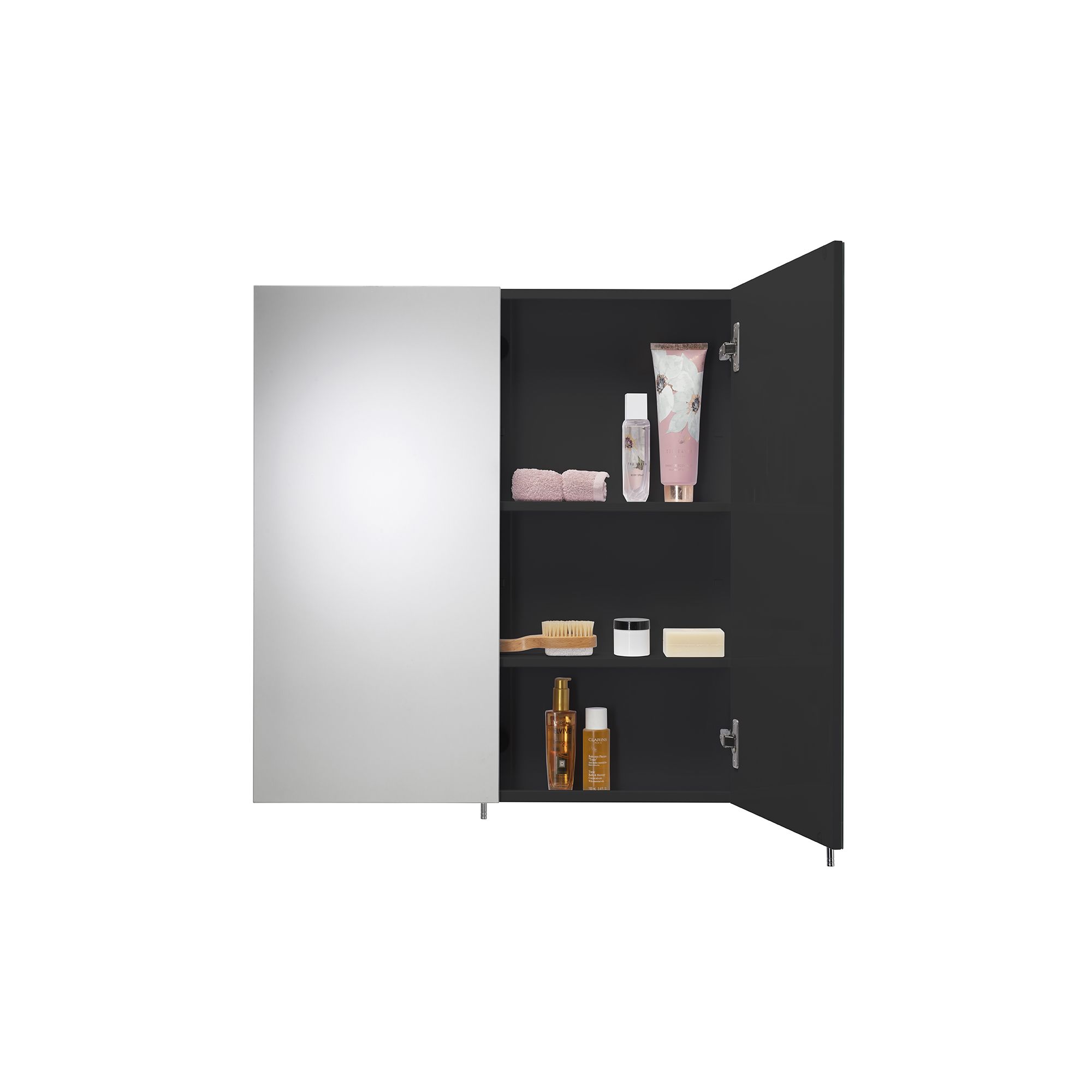 Croydex Dawley Matt Black Wall-mounted Double Bathroom Cabinet (H)67cm (W)60cm