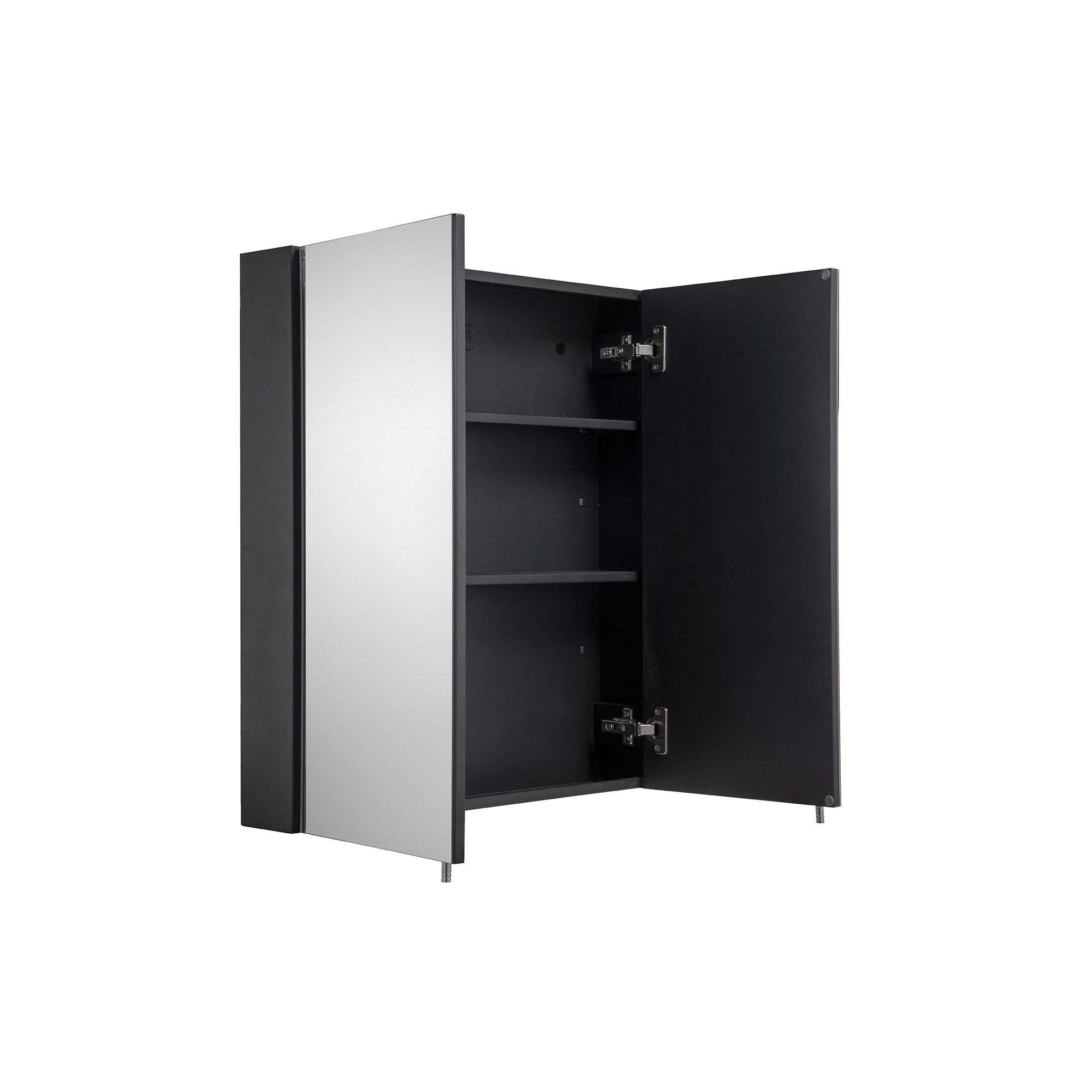 Croydex Dawley Matt Black Wall-mounted Double Bathroom Cabinet (H)67cm (W)60cm