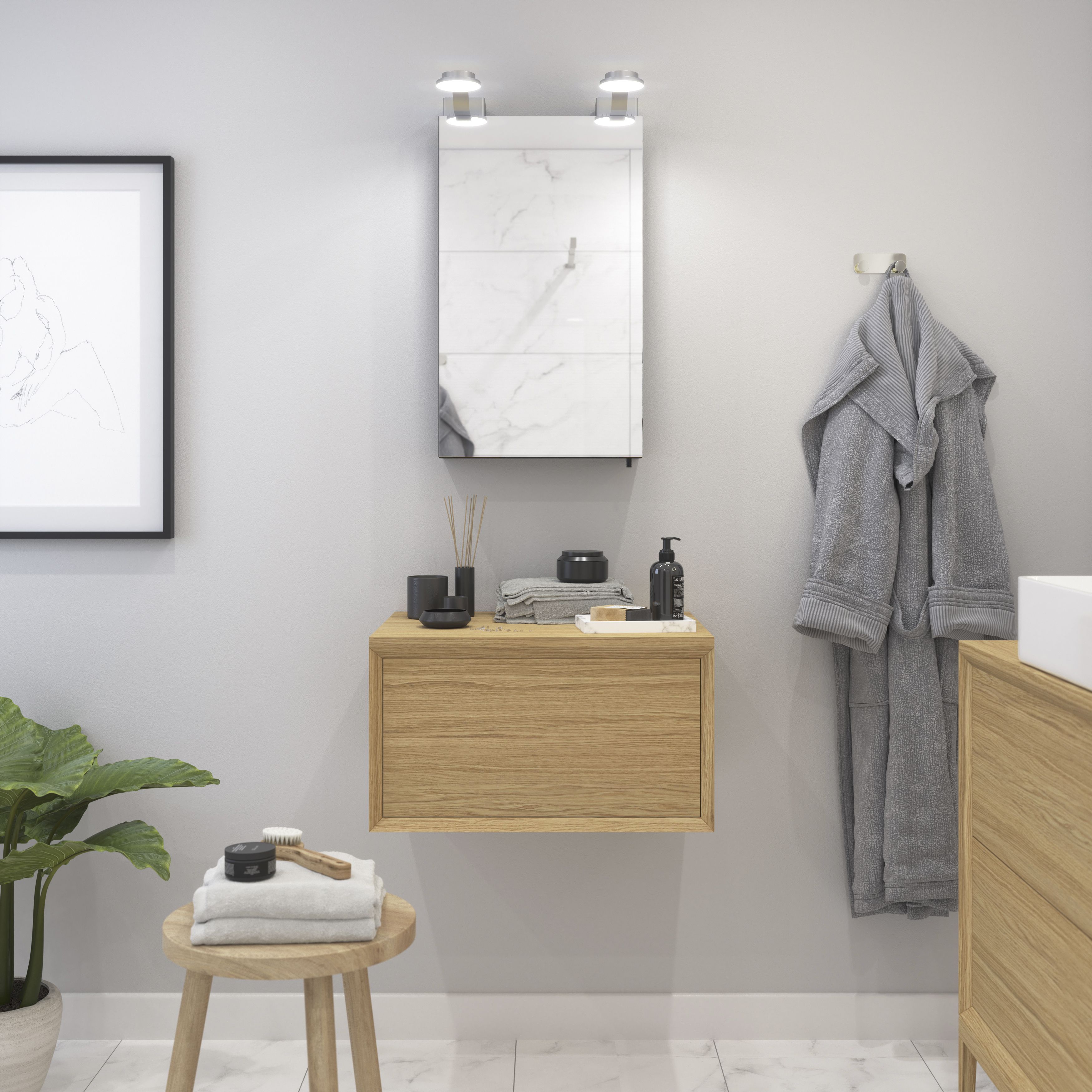 Croydex Dawley Matt Black Wall-mounted Single Bathroom Cabinet (H)67cm (W)40cm