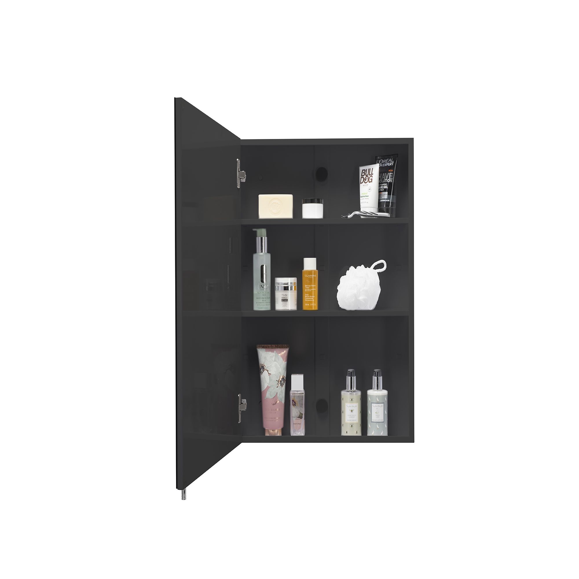 Croydex Dawley Matt Black Wall-mounted Single Bathroom Cabinet (H)67cm (W)40cm