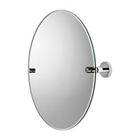 Croydex Flexi-Fix Metra Chrome effect Round Wall-mounted Bathroom & WC Mirror (H)45cm (W)45cm