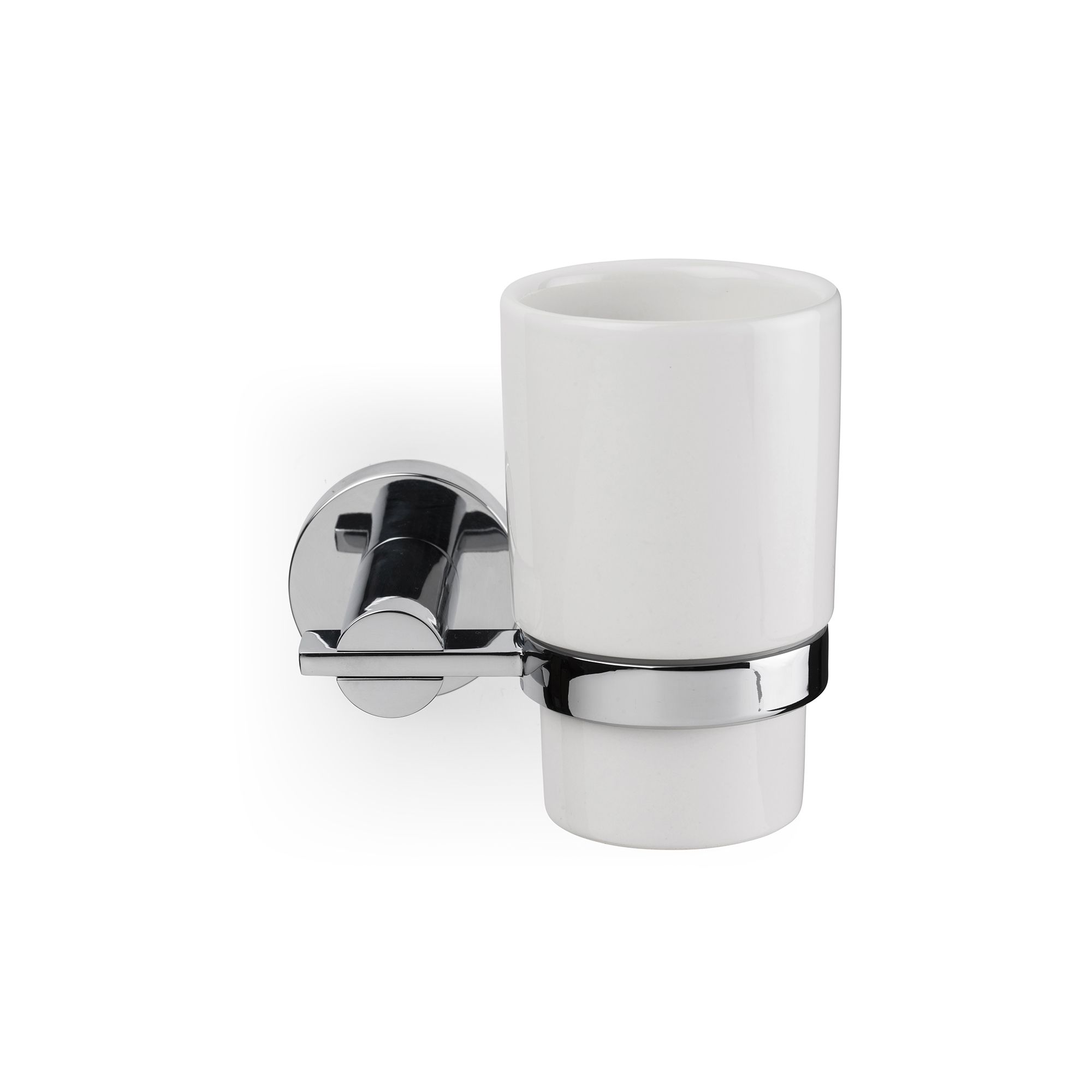 Croydex Flexi-Fix Metra Gloss Mirror effect Ceramic Tumbler & toothbrush holder