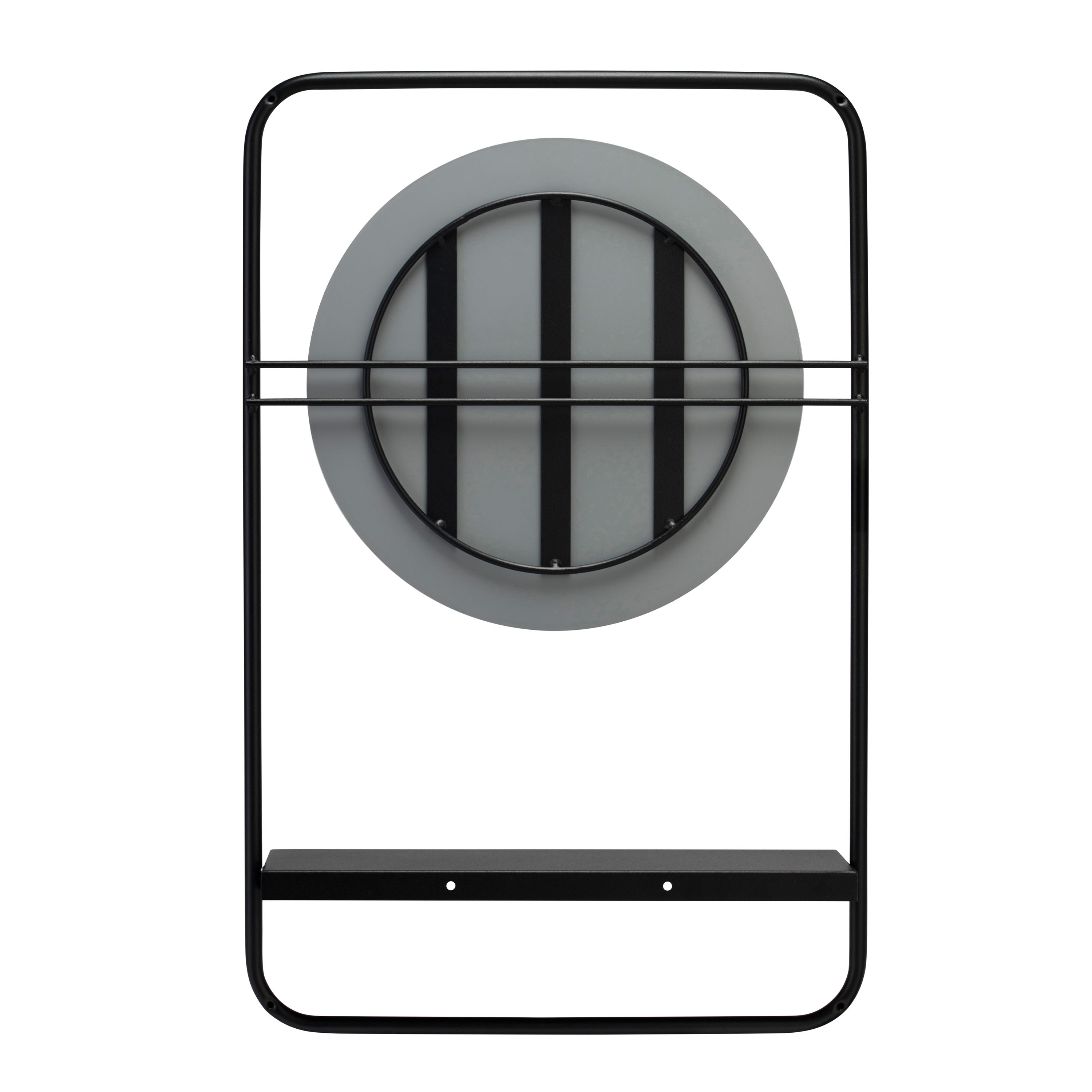 Croydex Furtzon Matt Black Round Wall-mounted Any room Mirror (H)64.2cm (W)12cm