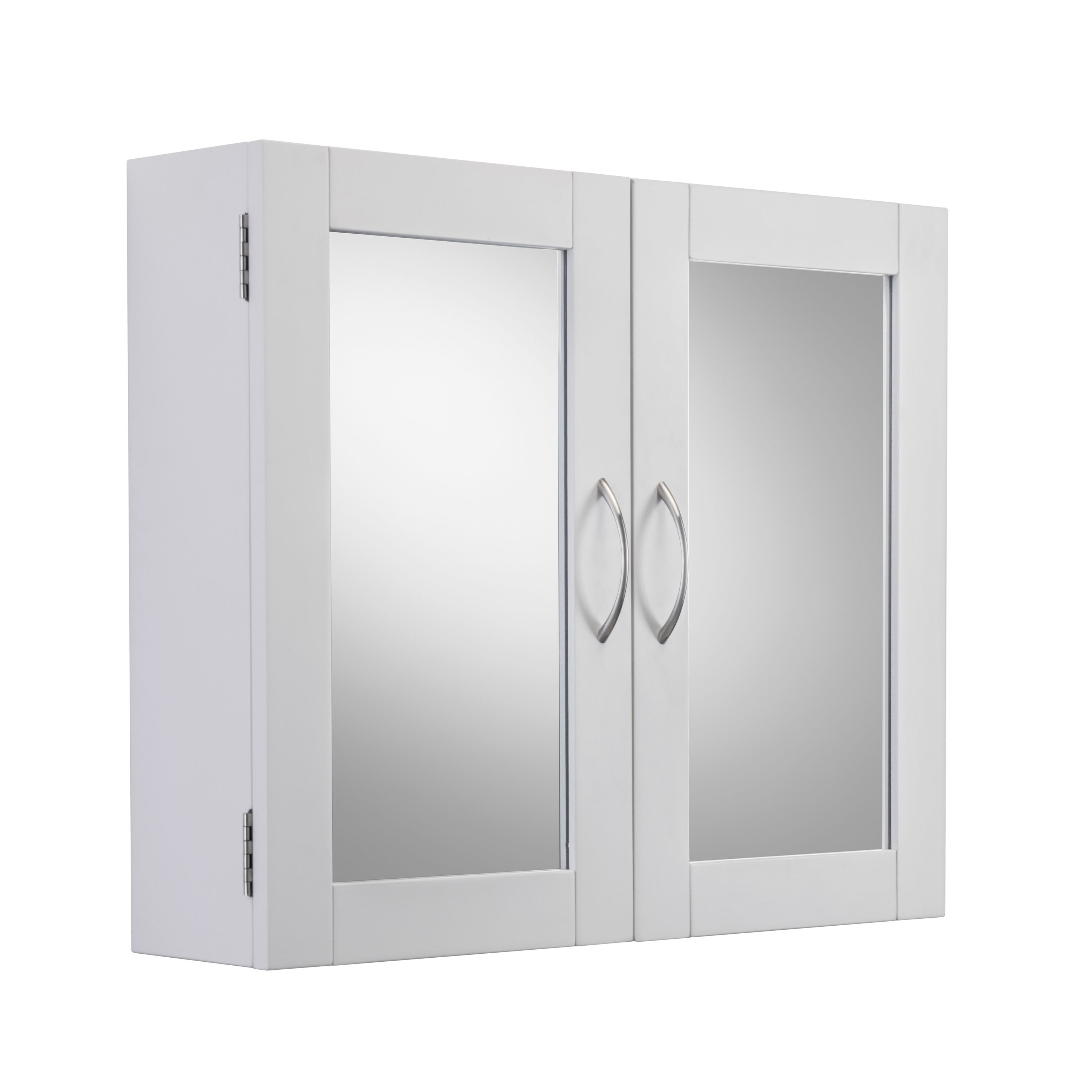 Croydex Hemlington Matt White Double Bathroom Cabinet With Mirrored door (H)500mm (W)600mm
