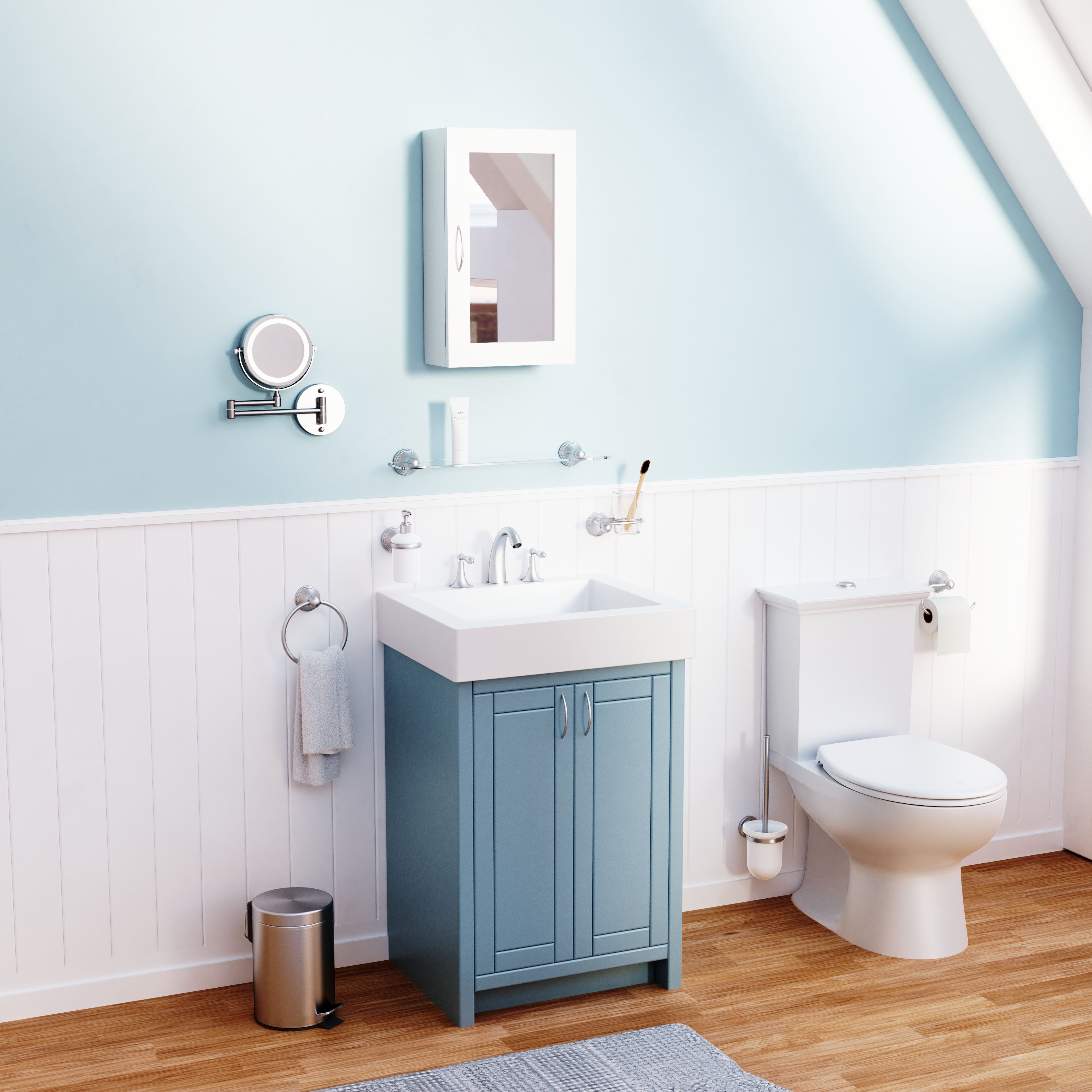 Croydex Hemlington Matt White Single Bathroom Cabinet With Mirrored door (H)500mm (W)300mm
