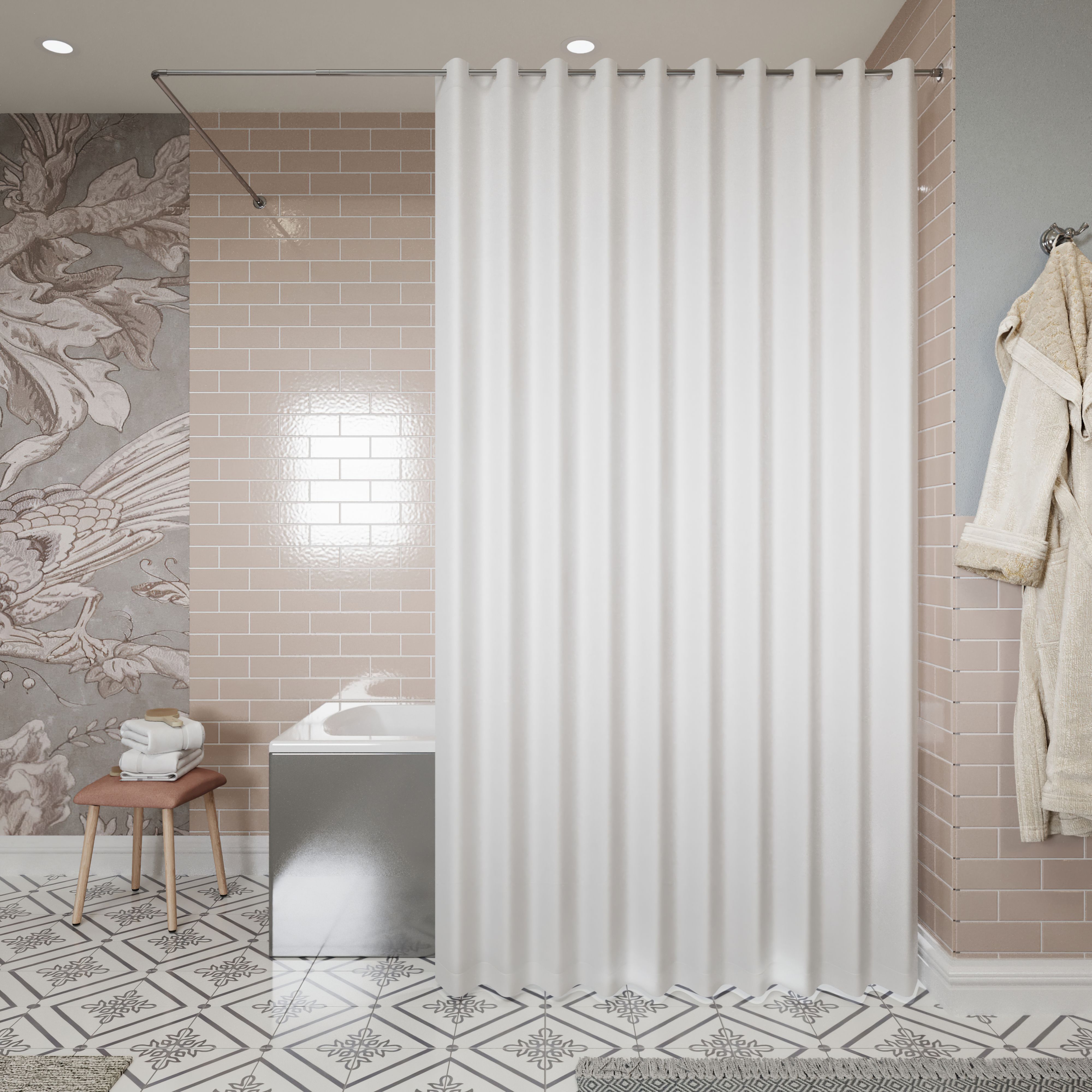 Croydex Hook 'n' Hang White Shower curtain (W)180cm