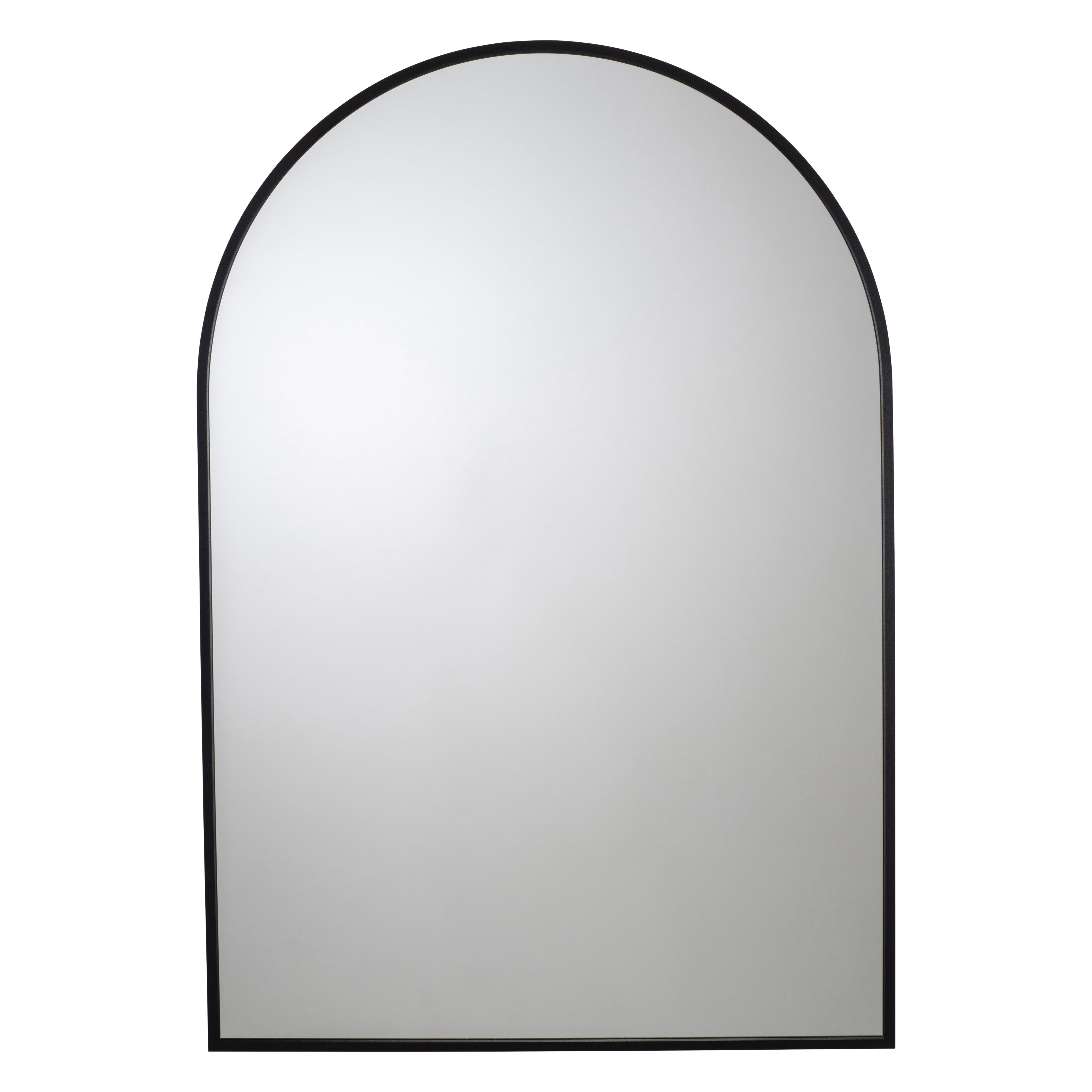 Croydex Matt Black Arch Wall-mounted Bathroom Mirror (H)73cm (W)50cm