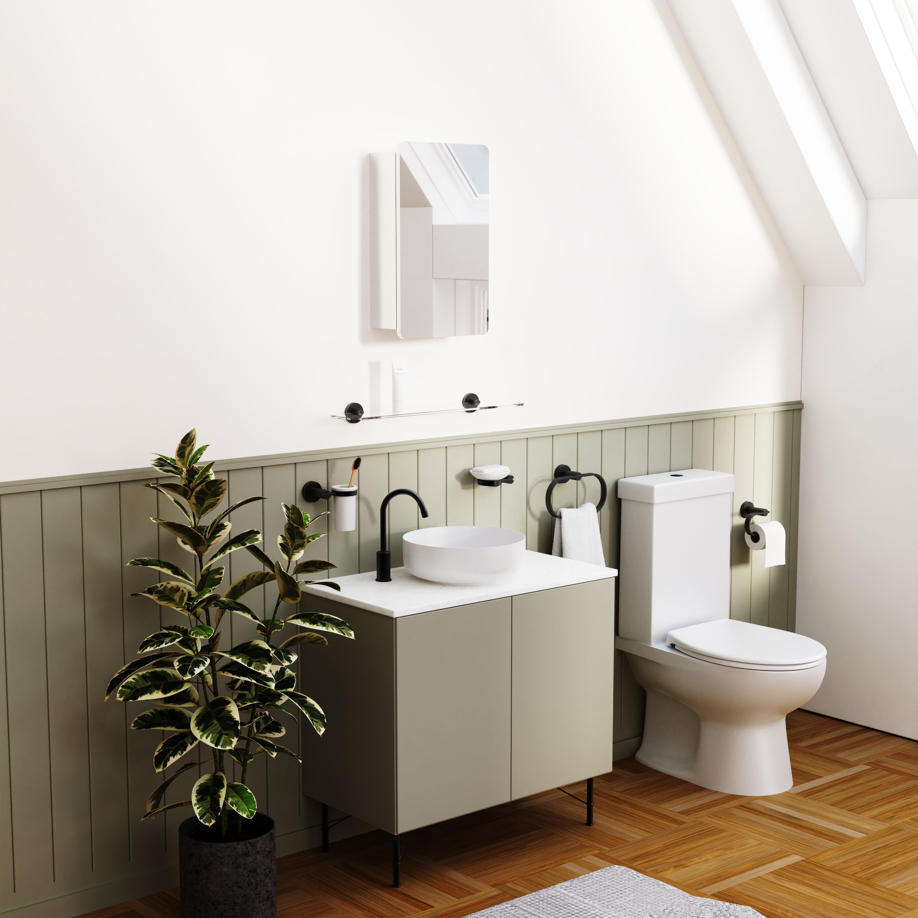 Croydex Mulino Matt White Single Bathroom Cabinet With Mirrored door (H)500mm (W)300mm